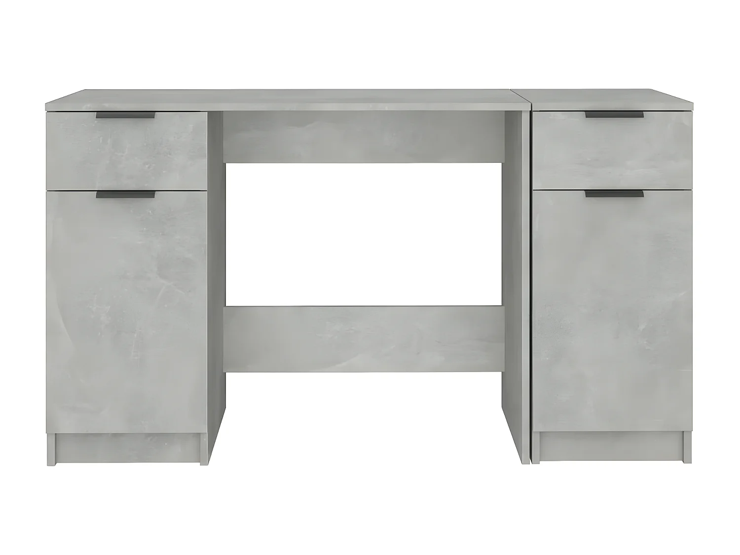 Bureau avec armoire latérale Gris béton Bois d'ingénierie