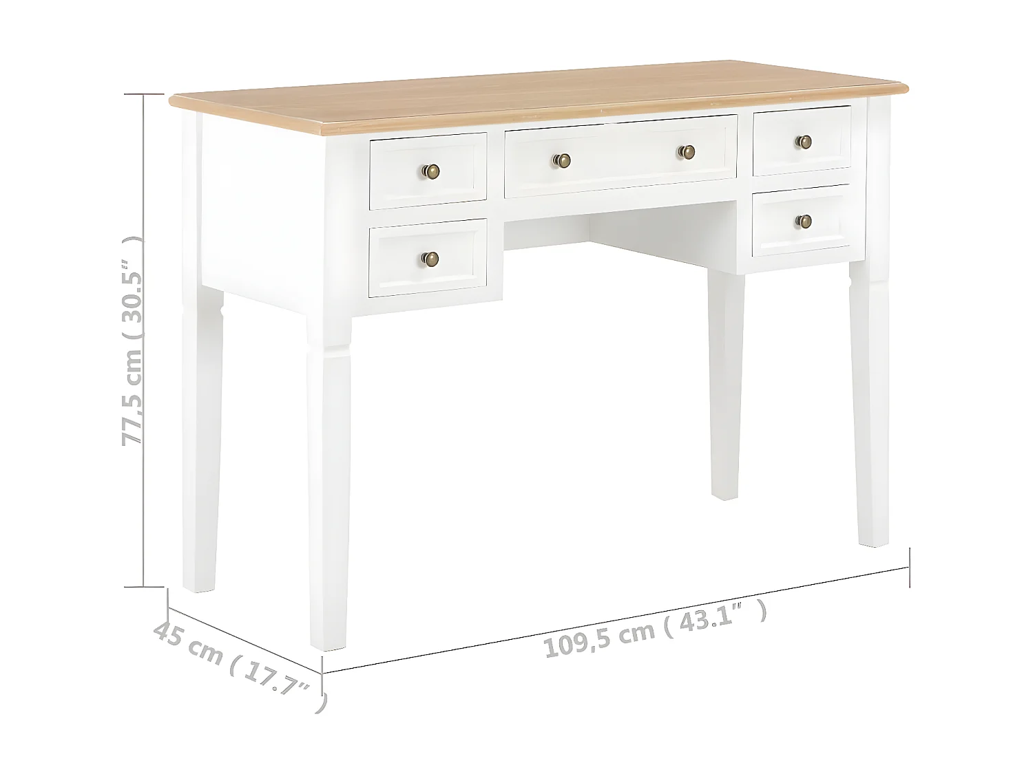 Bureau Blanc 109,5 x 45 x 77,5 cm Bois