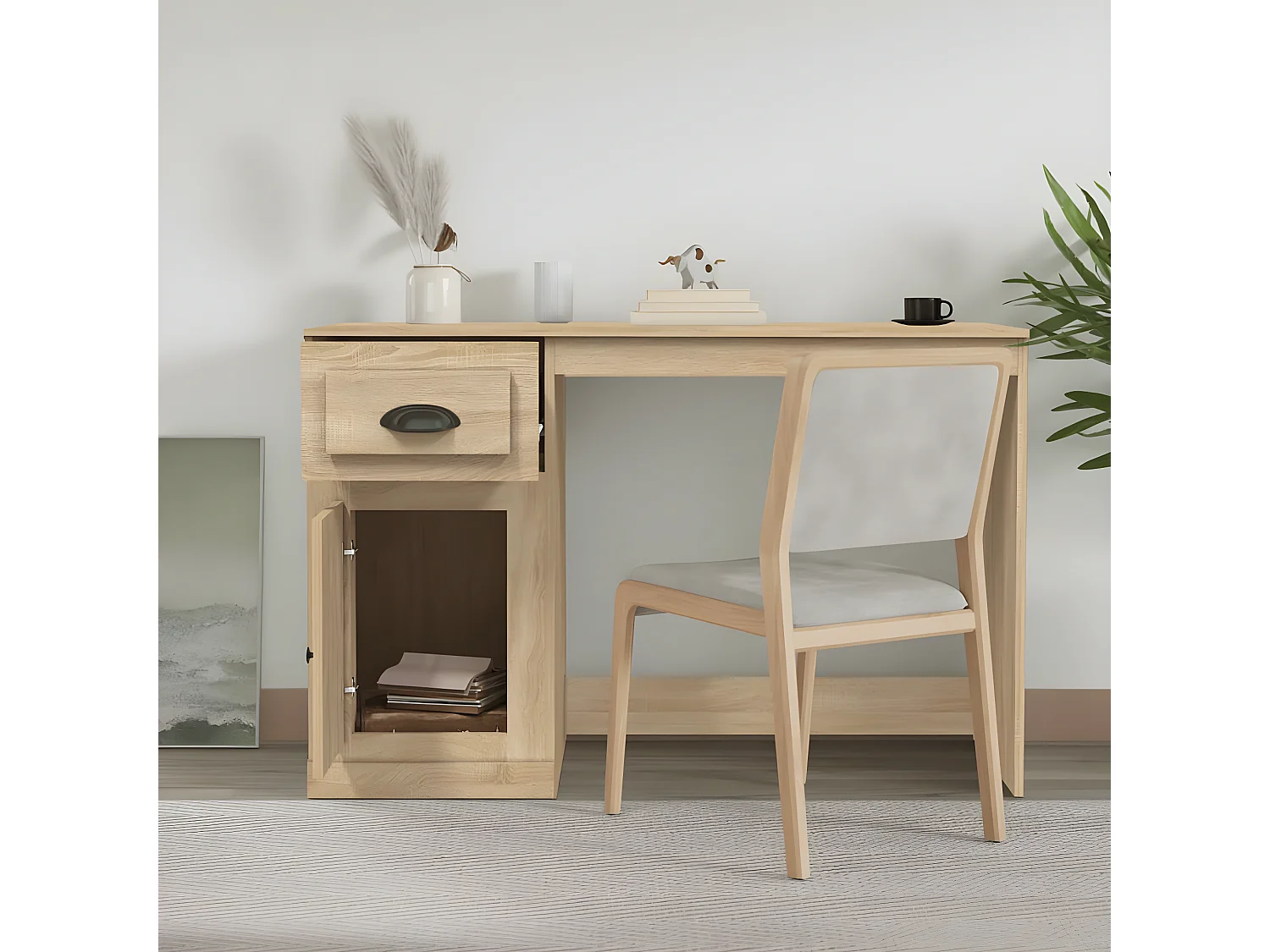 Bureau avec tiroir chêne sonoma 115x50x75 cm bois d'ingénierie