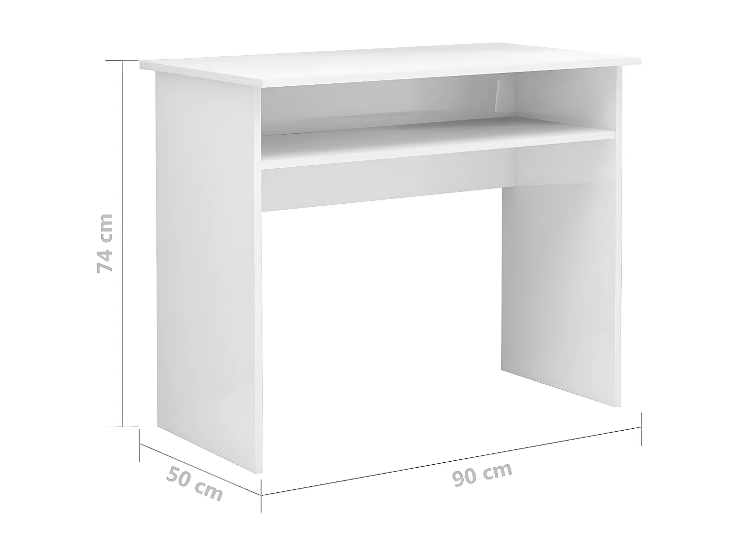 Bureau 90x50x74 cm bewerkt hout hoogglans wit