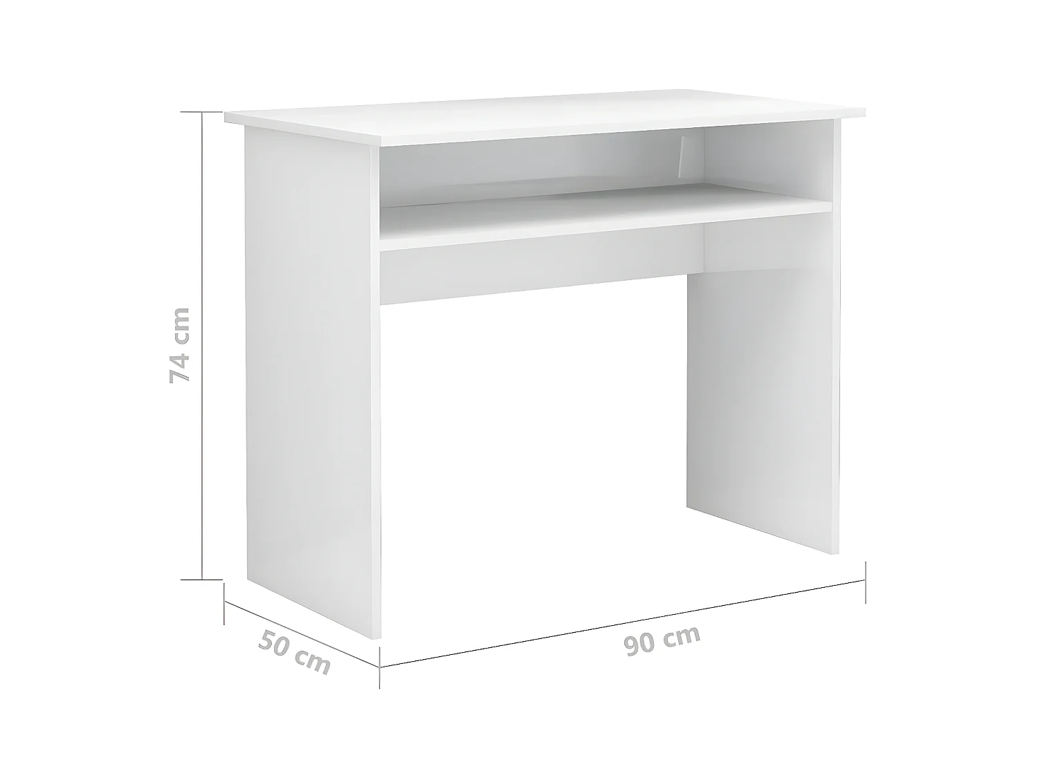 Bureau Blanc brillant 90x50x74 cm Aggloméré