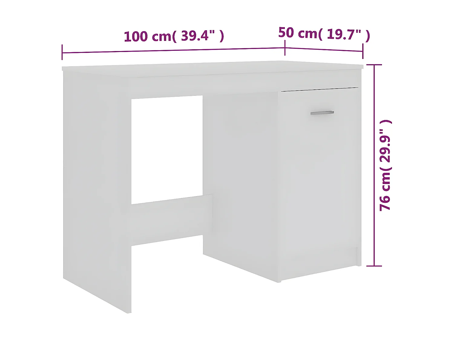 Bureau Blanc 100x50x76 cm Bois d'ingénierie