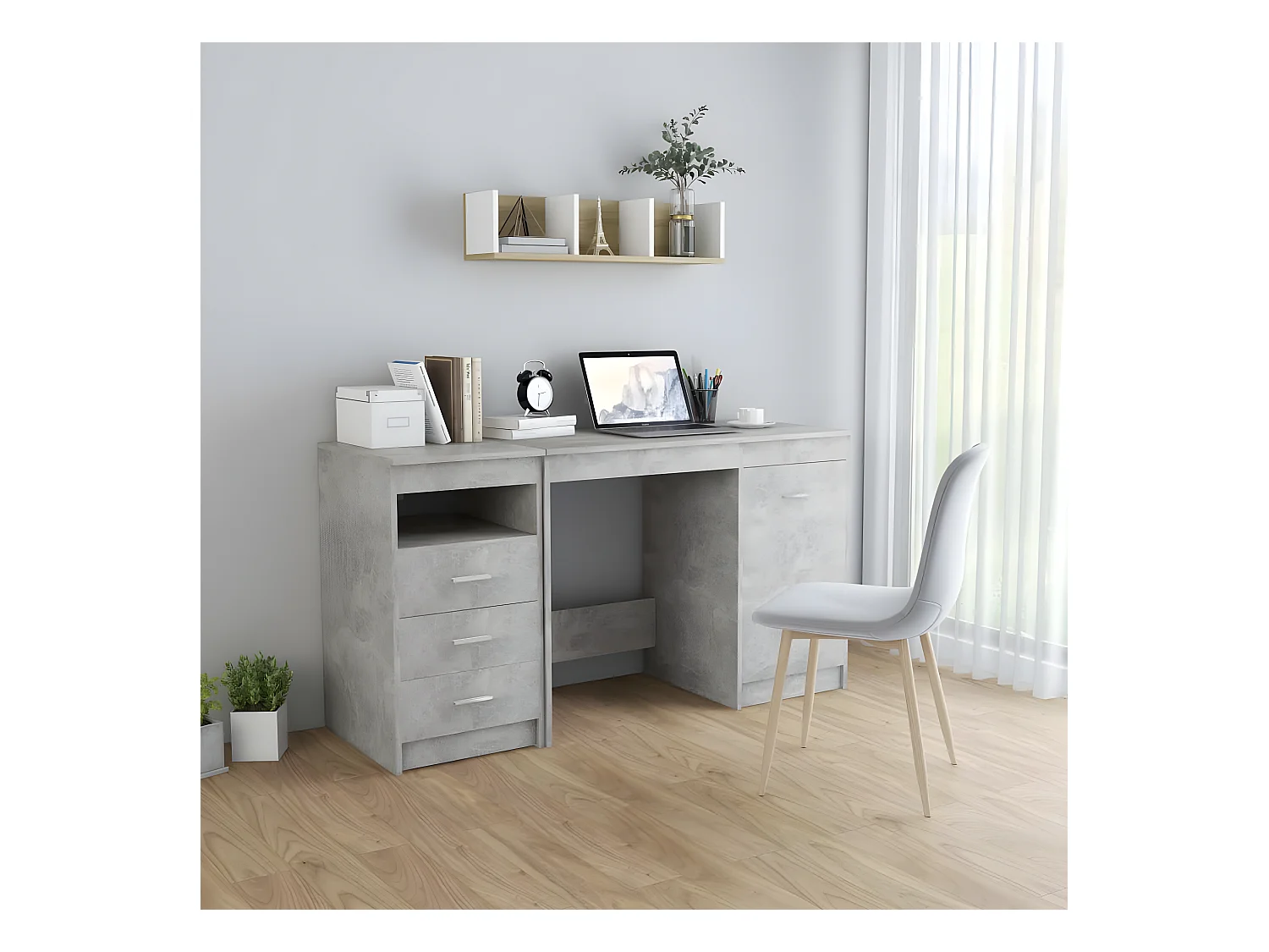 Bureau Gris béton 140x50x76 cm Aggloméré