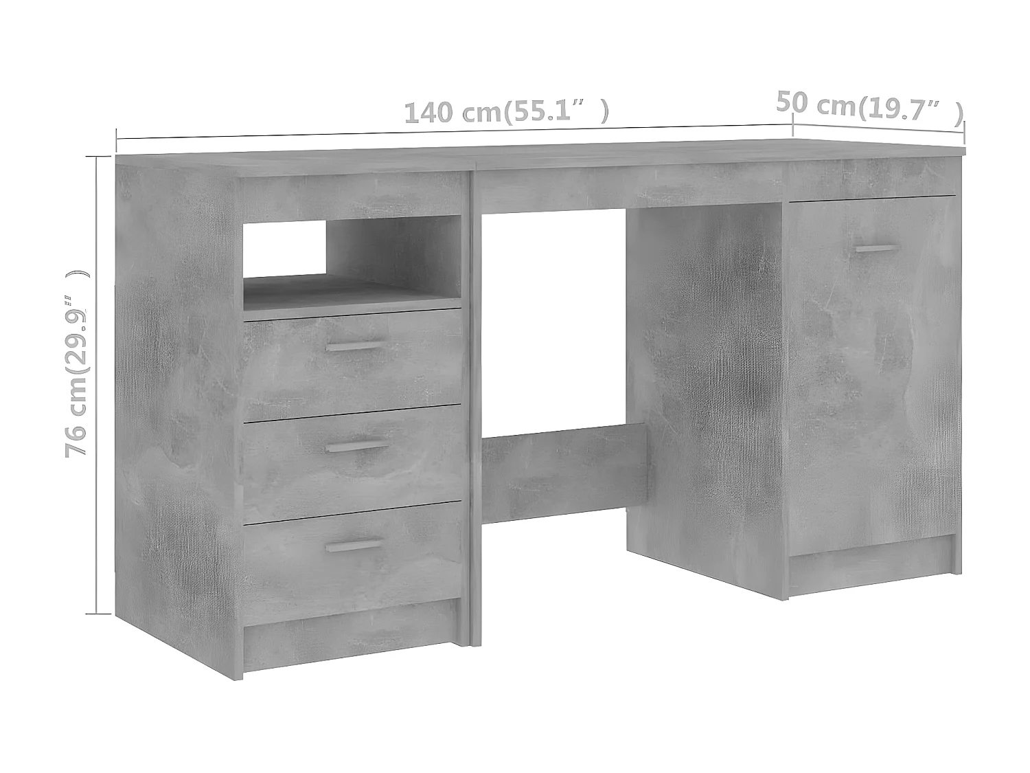 Secretária 140x50x76 cm contraplacado cinzento cimento