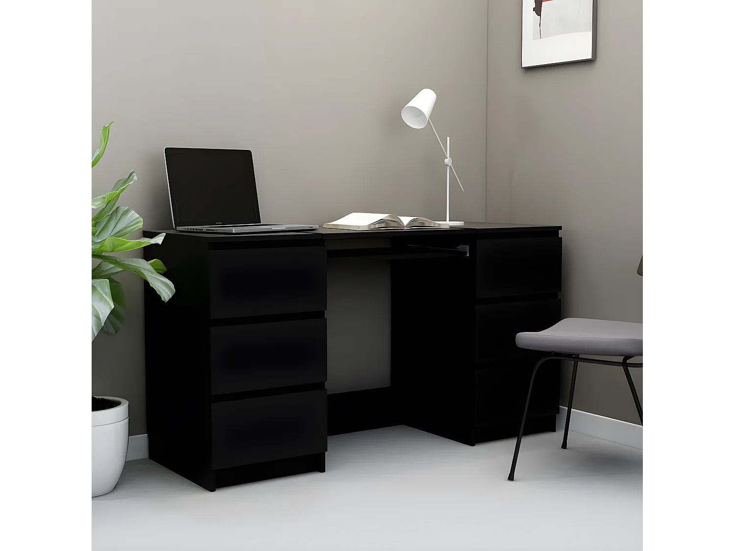 Bureau Noir 140x50x77 cm Aggloméré