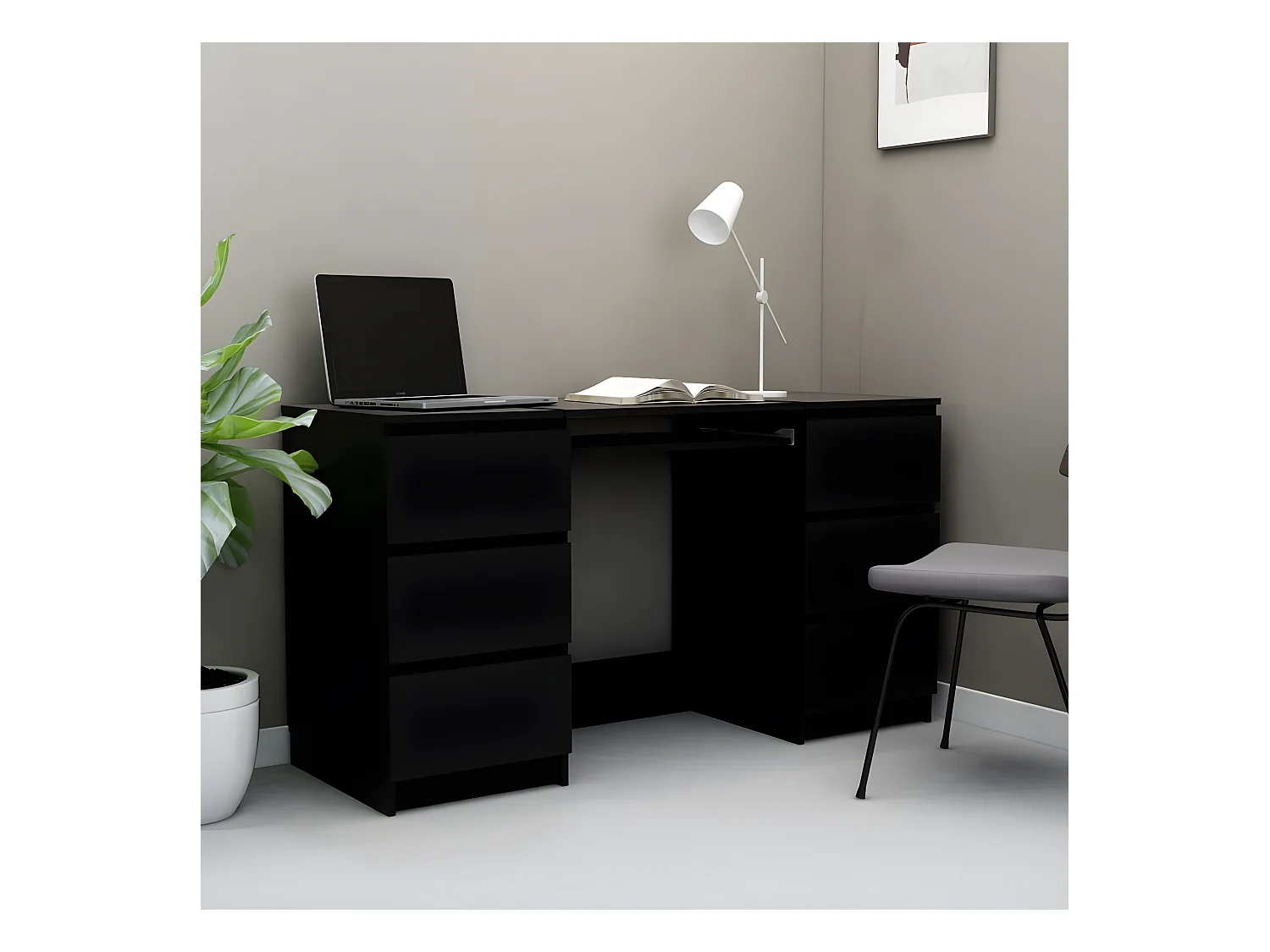 Bureau Noir 140x50x77 cm Aggloméré