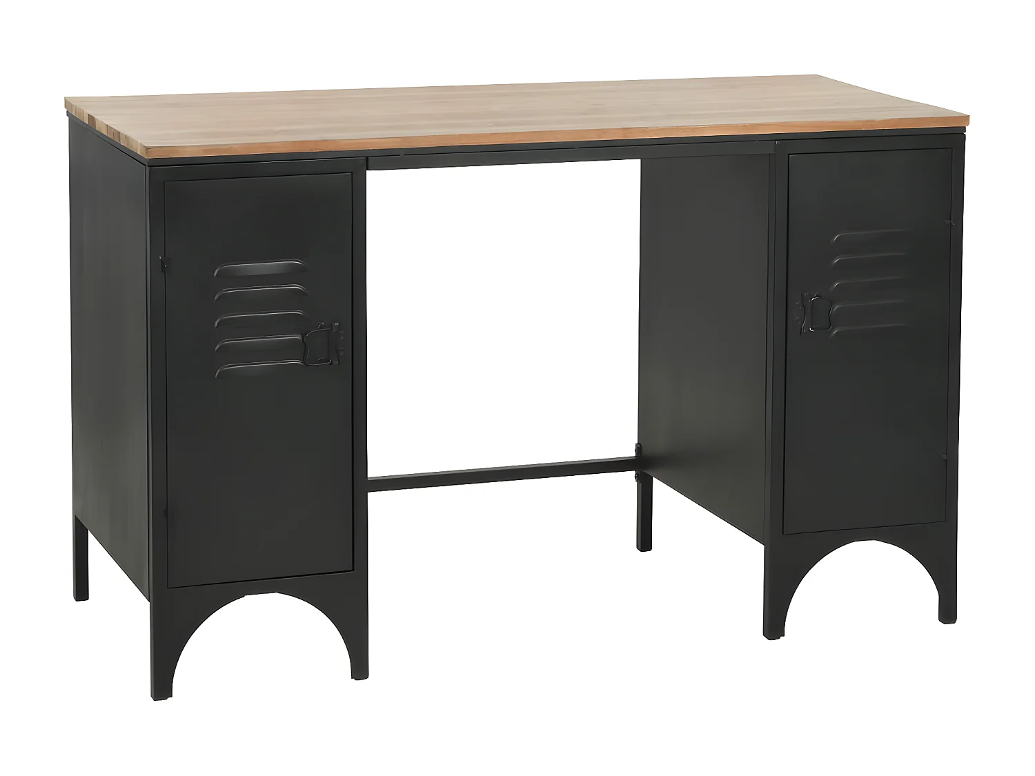 Bureau à double piédestal Bois de sapin et acier 120x50x76 cm