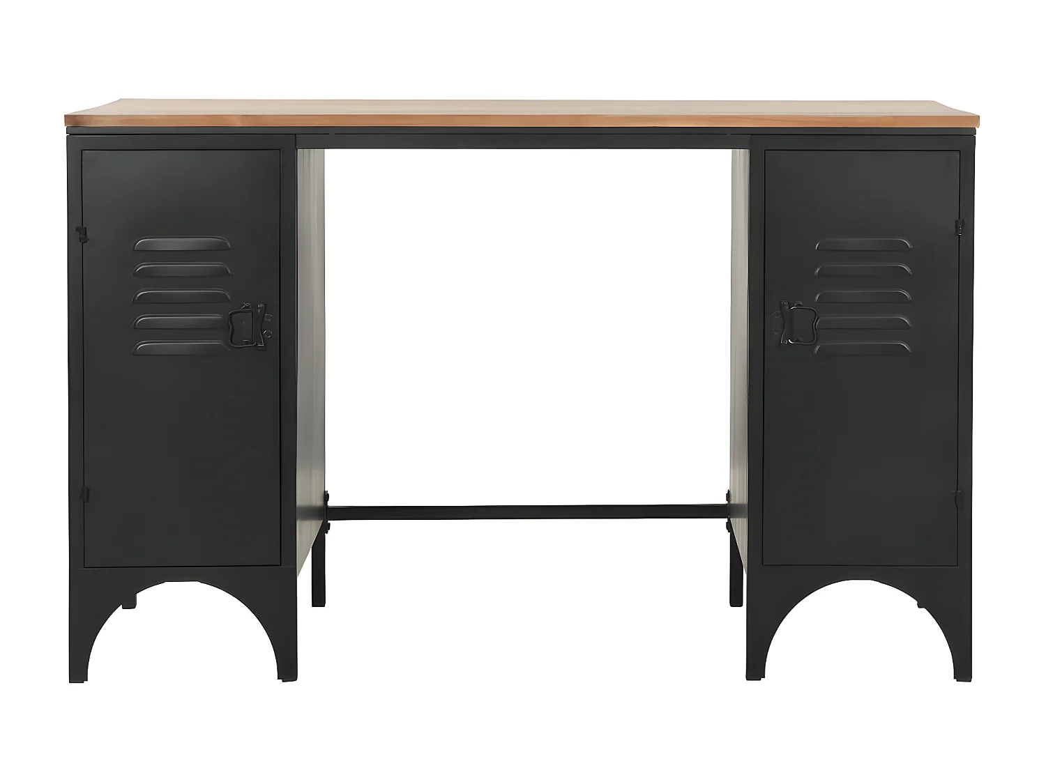 Bureau à double piédestal Bois de sapin et acier 120x50x76 cm