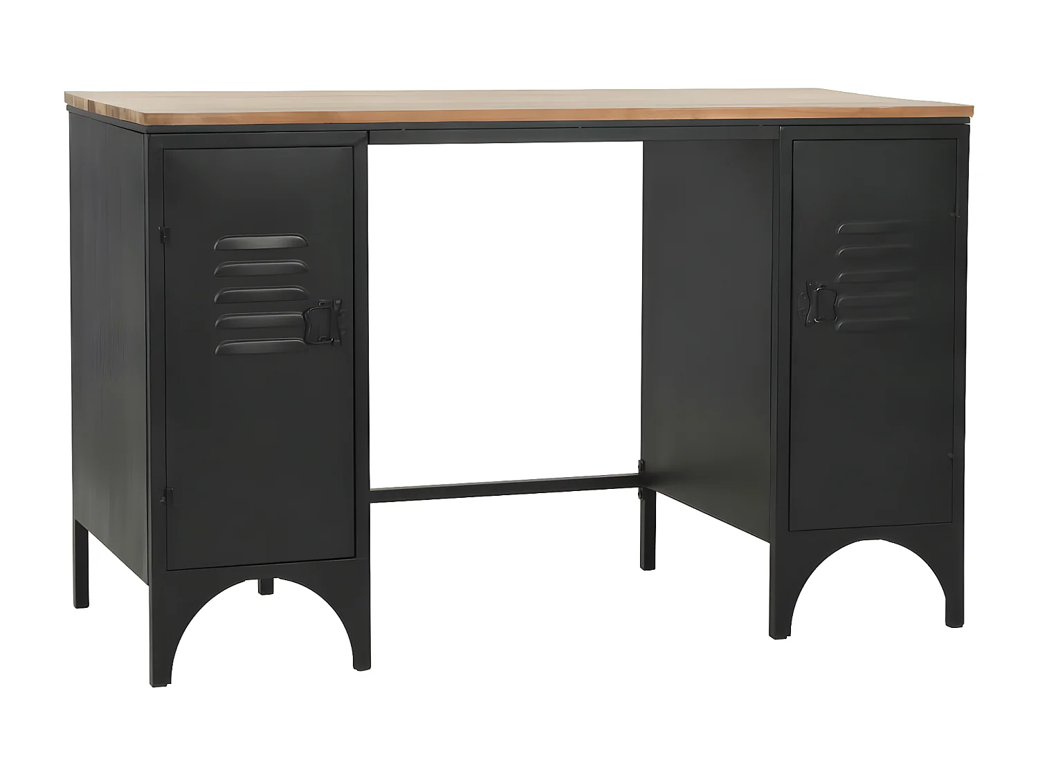 Bureau à double piédestal Bois de sapin et acier 120x50x76 cm