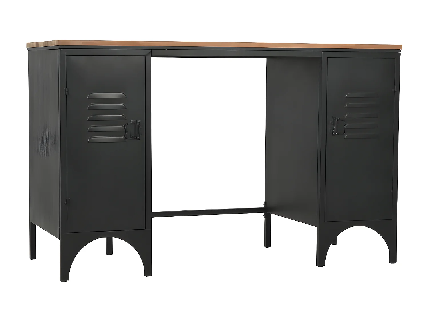 Bureau à double piédestal Bois de sapin et acier 120x50x76 cm