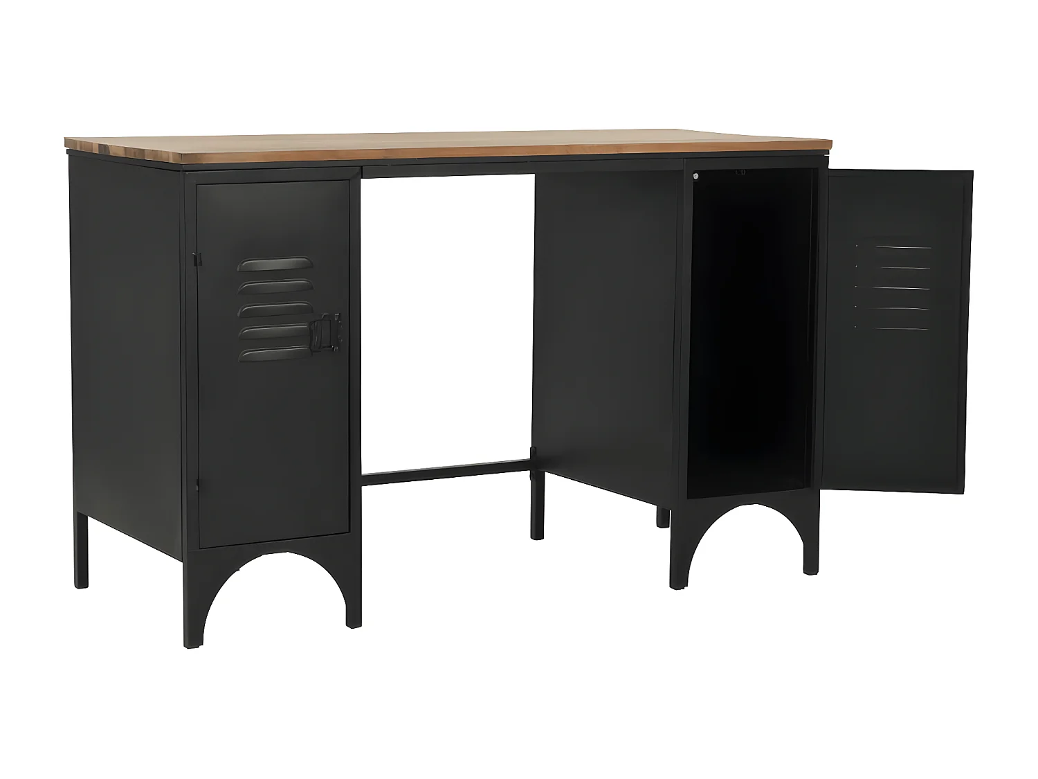 Bureau à double piédestal Bois de sapin et acier 120x50x76 cm