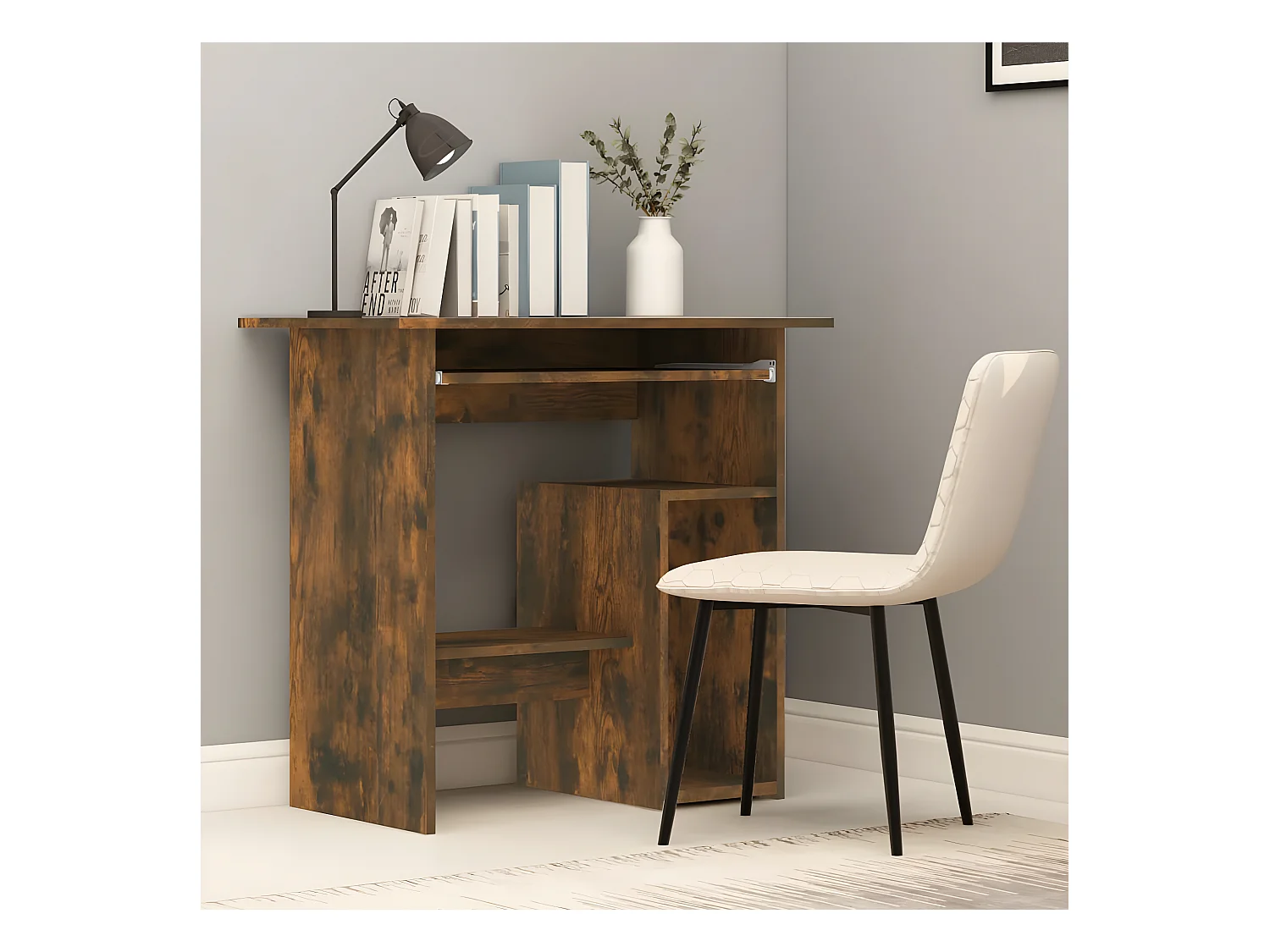 Bureau Chêne fumé 80x45x74 cm Bois d'ingénierie
