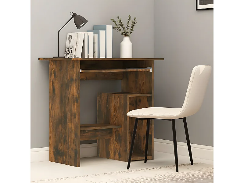 Escritorio de madera contrachapada roble ahumado 80x45x74 cm