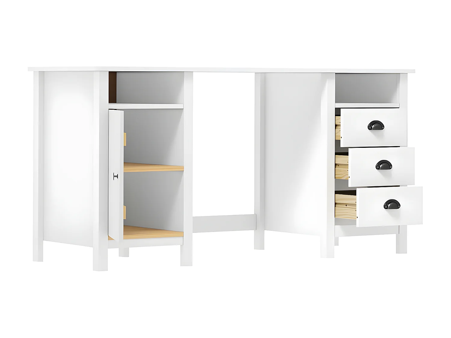 Bureau Hill Blanc 150x50x74 cm Bois de pin solide