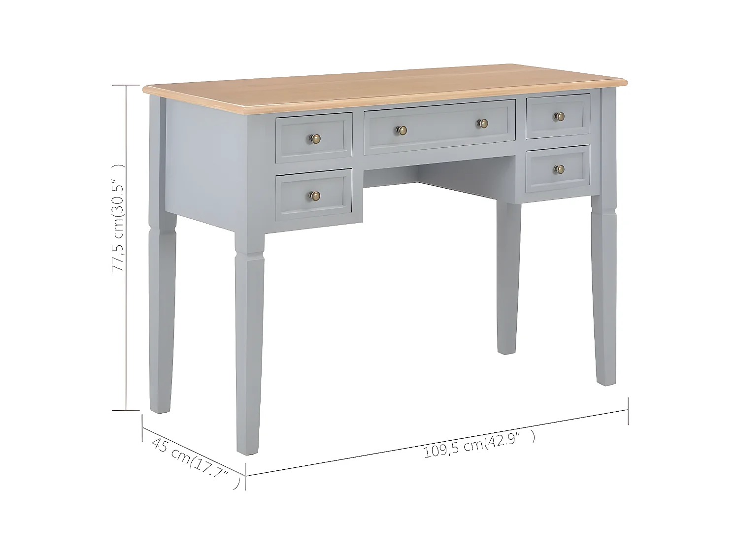 Escritorio de madera gris 109,5x45x77,5 cm