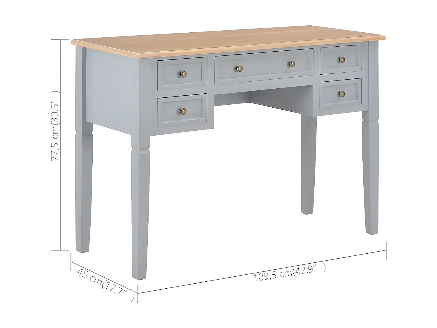 Bureau Gris 109,5 x 45 x 77,5 cm Bois