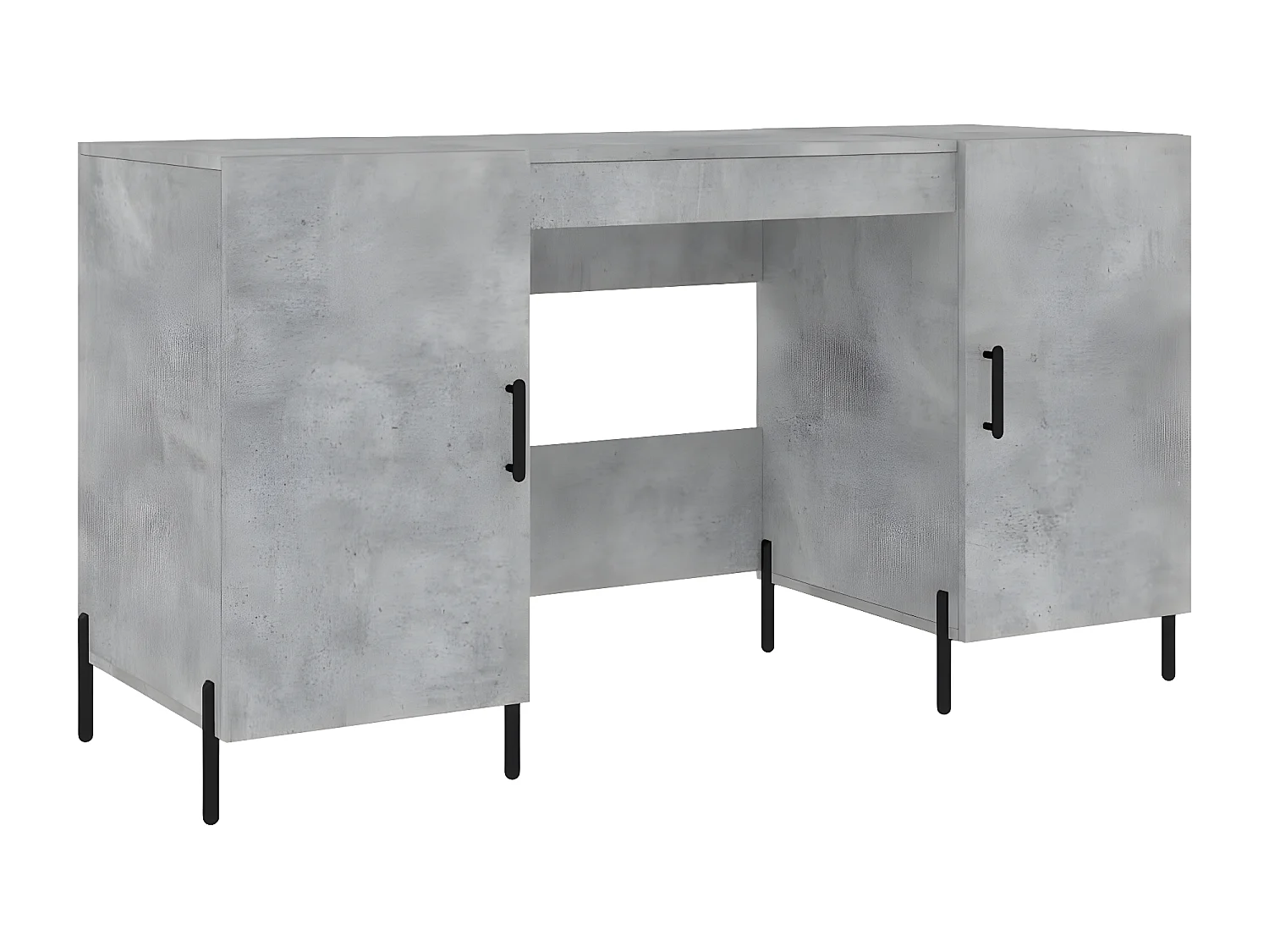 Bureau gris béton 140x50x75 cm bois d'ingénierie