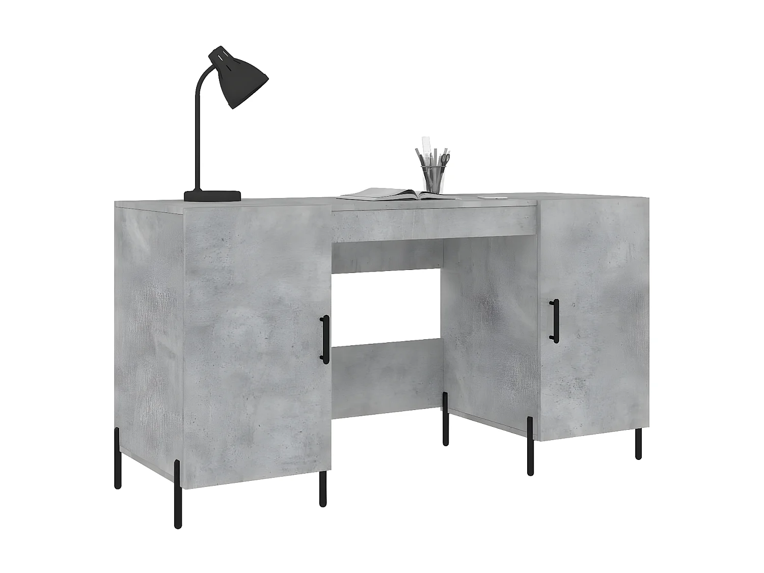 Bureau gris béton 140x50x75 cm bois d'ingénierie