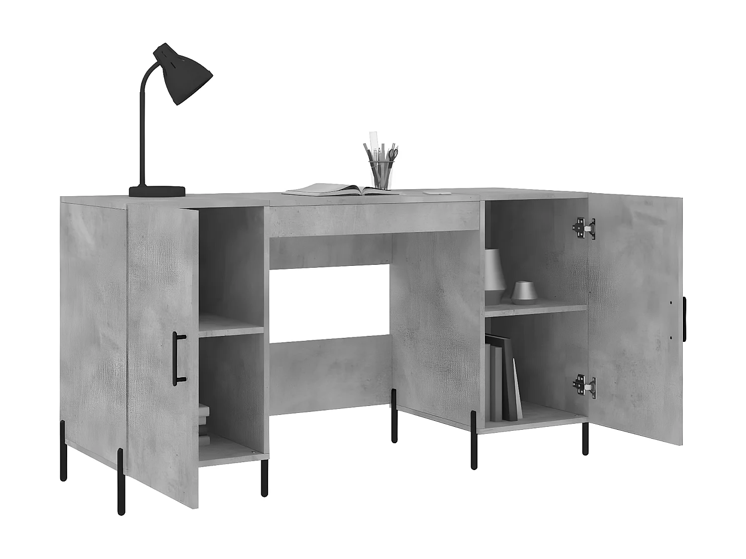 Bureau gris béton 140x50x75 cm bois d'ingénierie