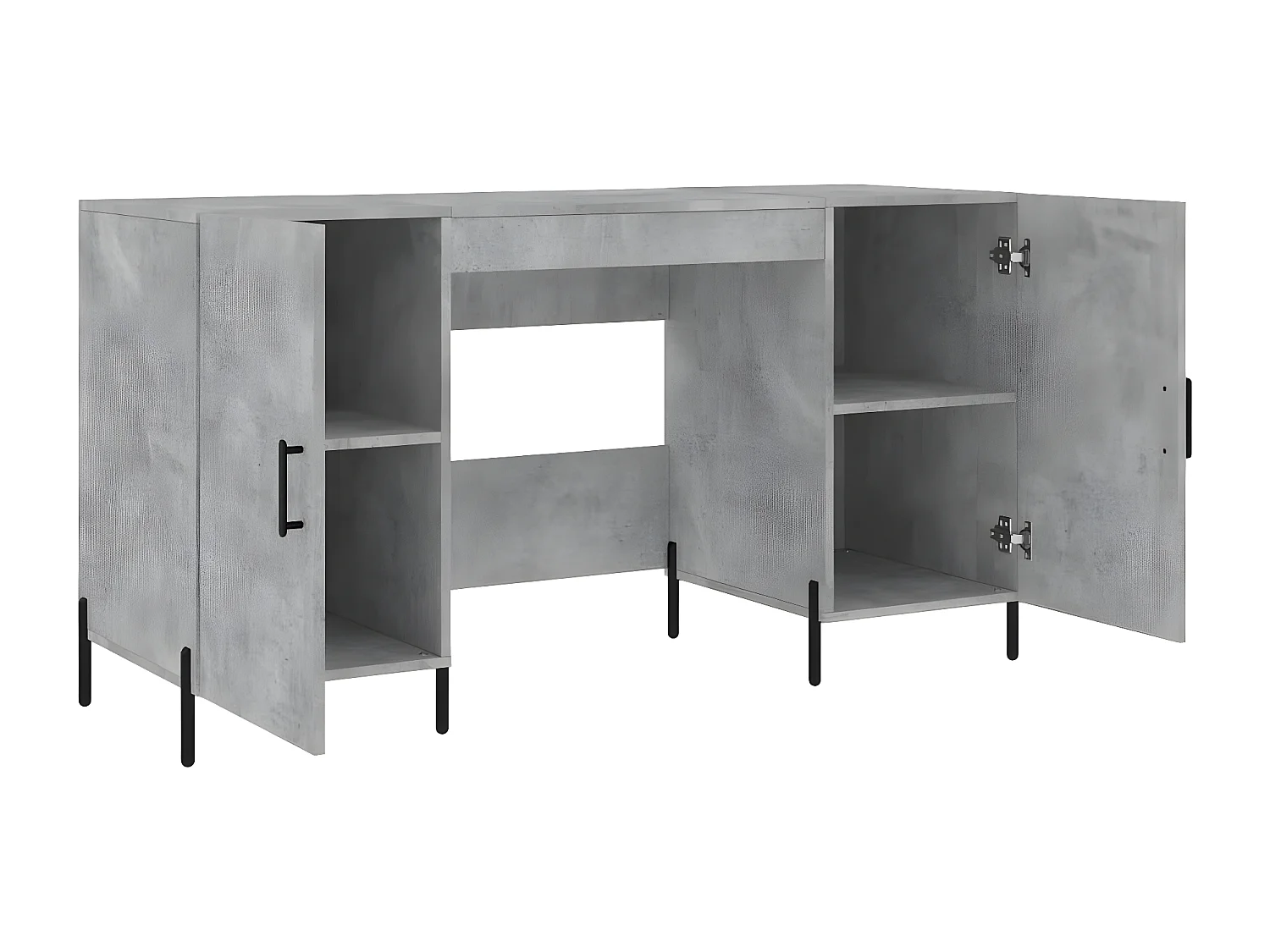 Bureau gris béton 140x50x75 cm bois d'ingénierie