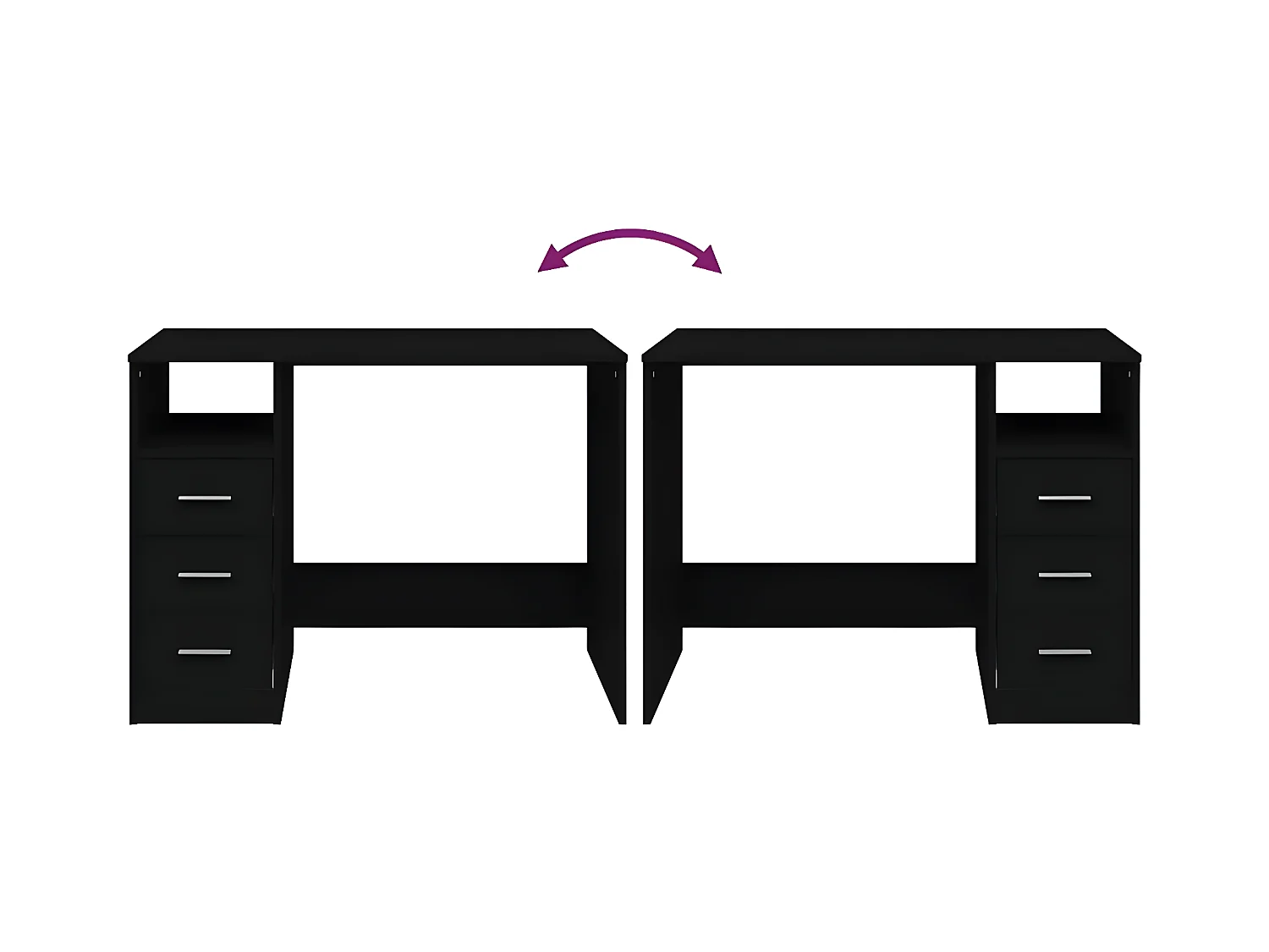 Bureau avec tiroirs Noir 102x50x76 cm Bois d'ingénierie