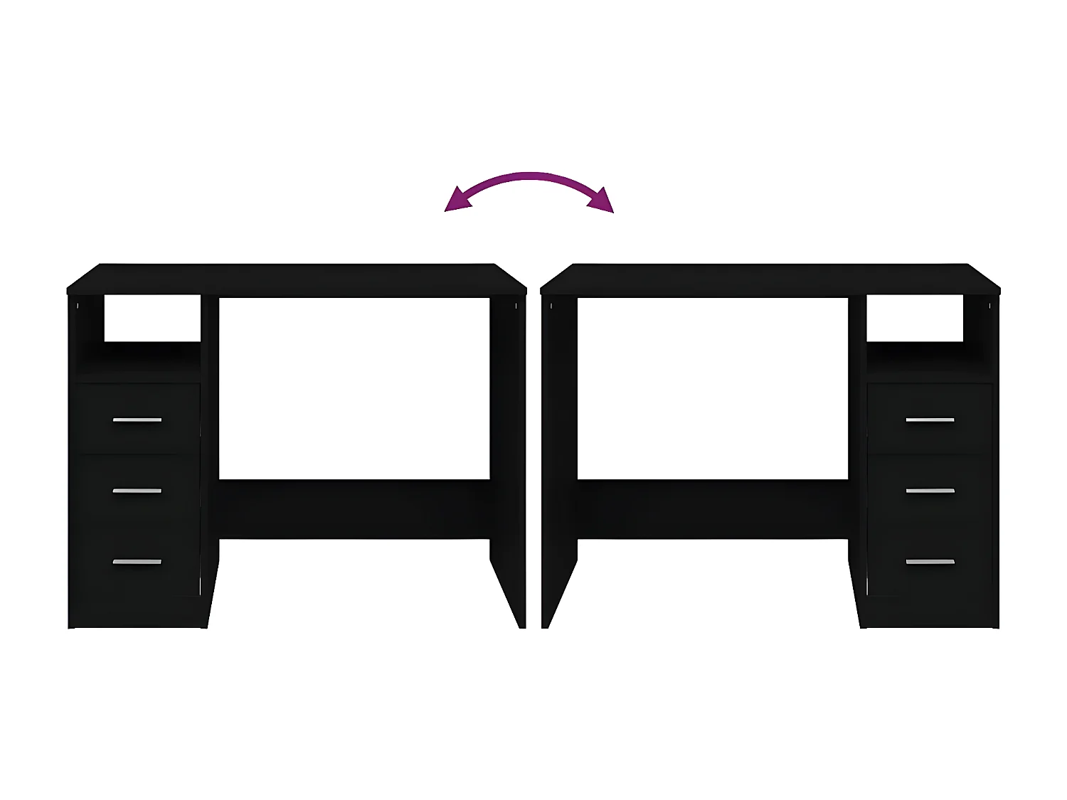 Bureau avec tiroirs Noir 102x50x76 cm Bois d'ingénierie