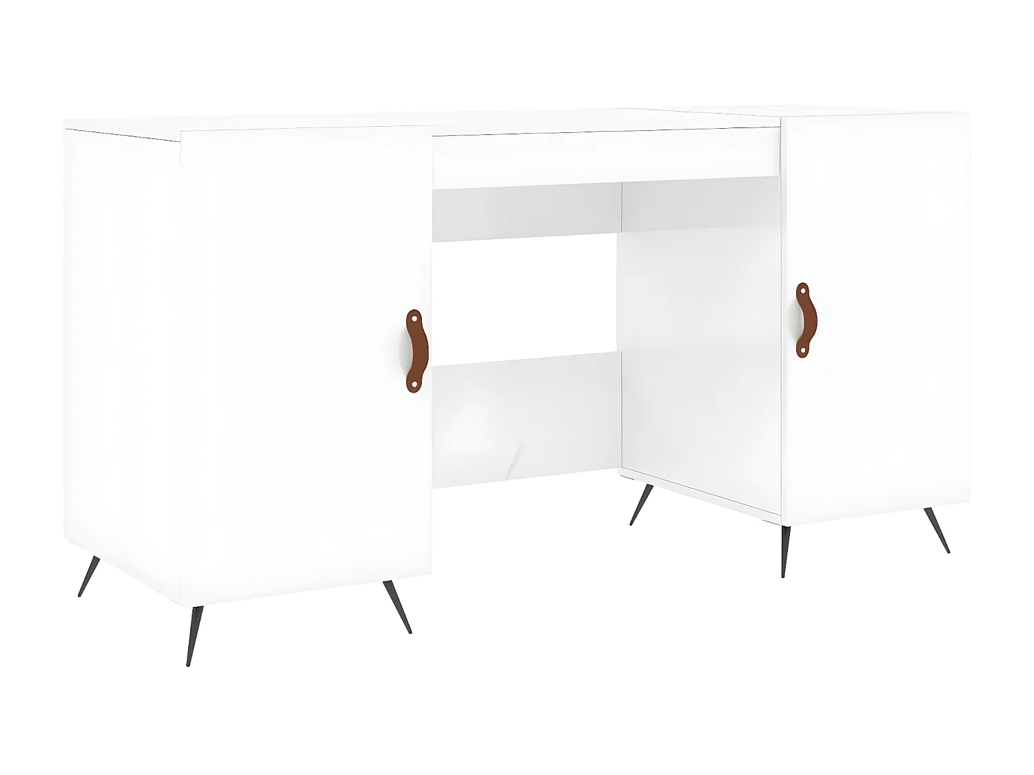 Bureau Blanc brillant 140x50x75 cm Bois d'ingénierie