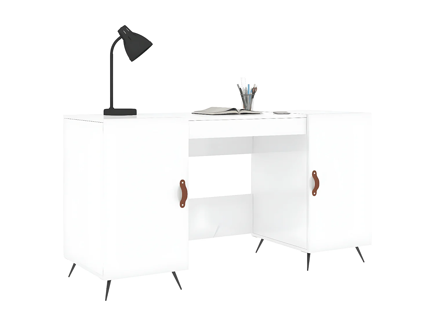 Bureau Blanc brillant 140x50x75 cm Bois d'ingénierie