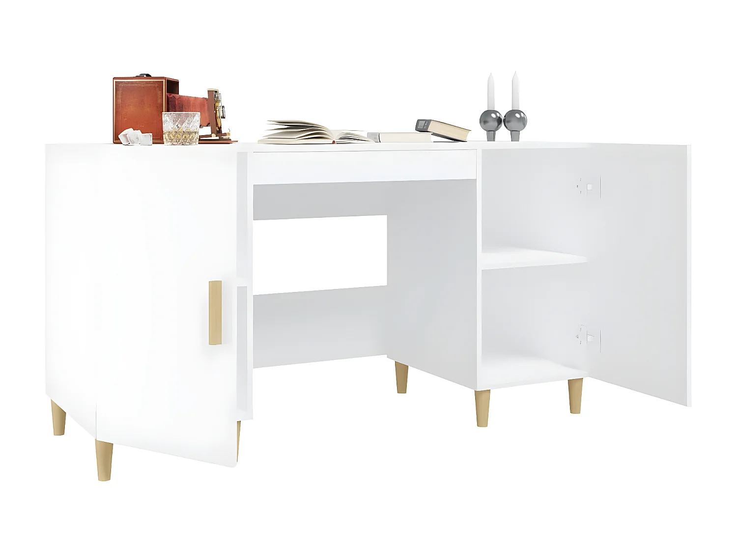 Bureau Blanc 140x50x75 cm Bois d'ingénierie
