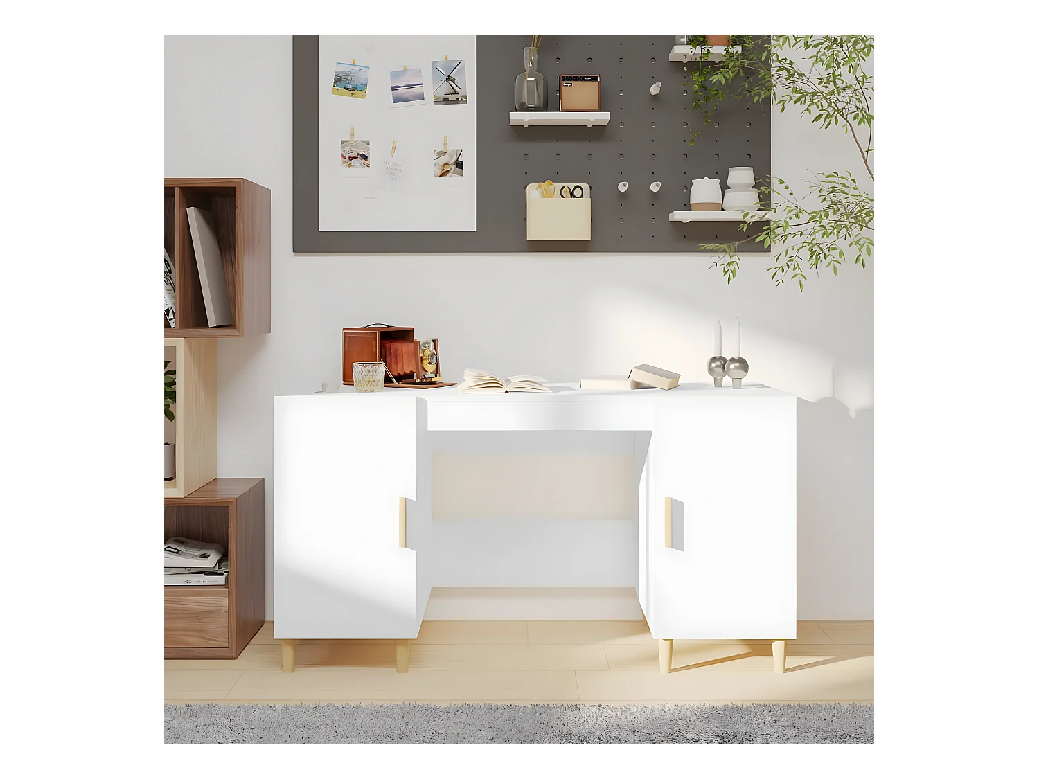 Bureau Blanc 140x50x75 cm Bois d'ingénierie