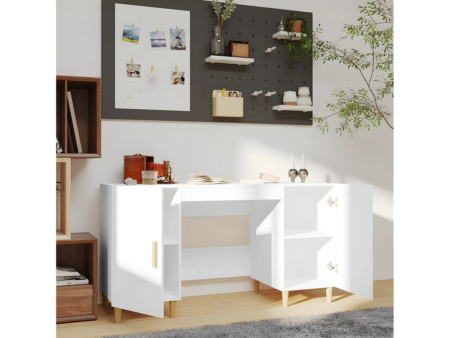 Bureau Blanc 140x50x75 cm Bois d'ingénierie