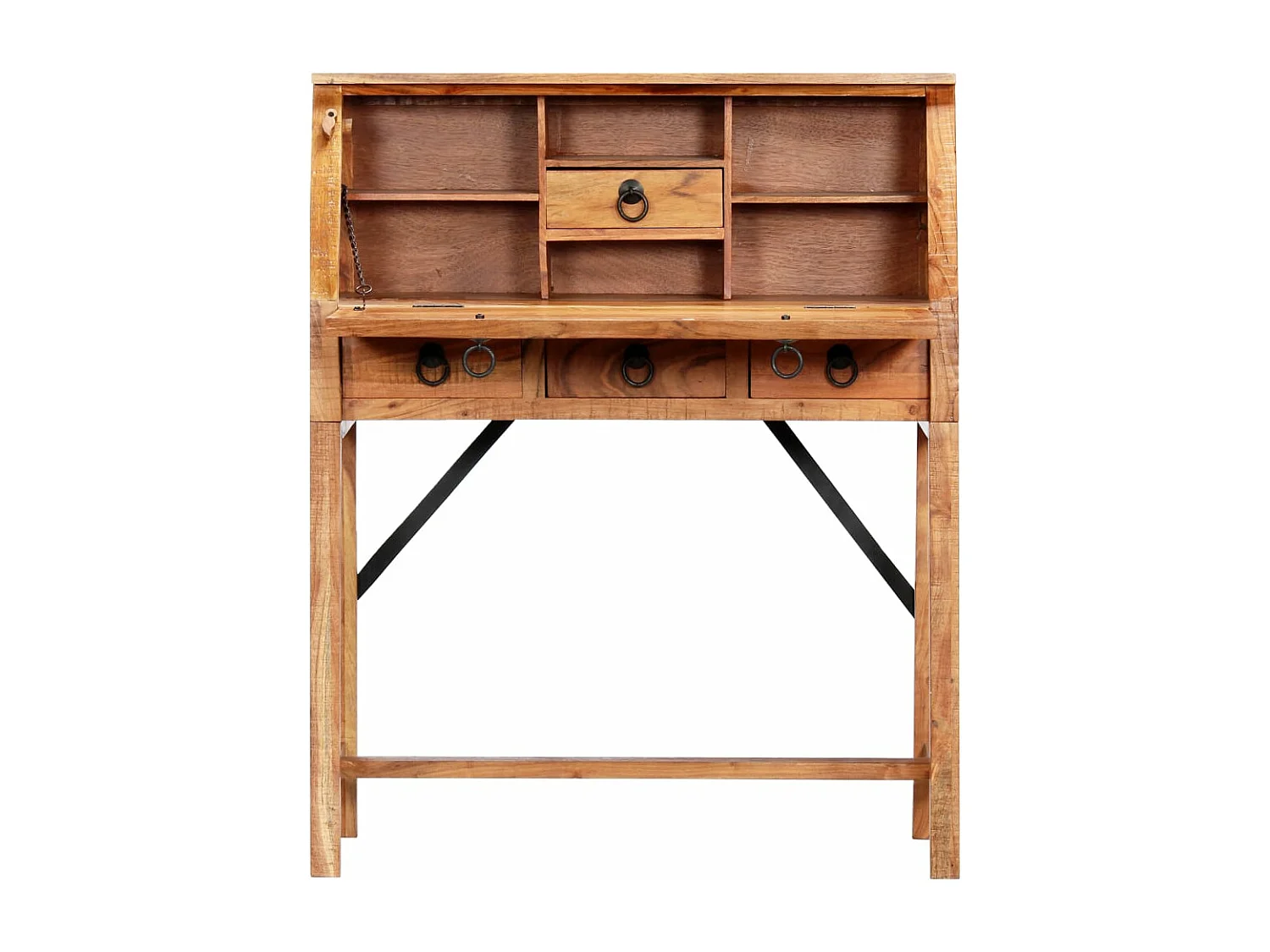 Escritorio de madera maciza de acacia 90x40x107 cm