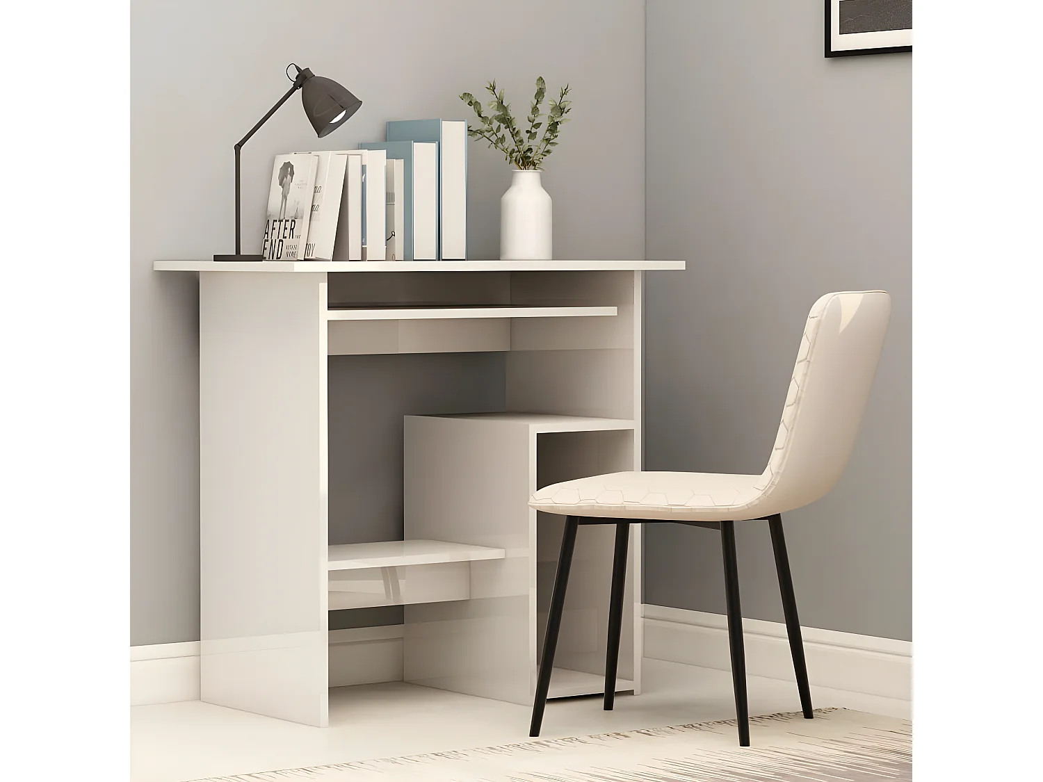 Bureau Blanc brillant 80 x 45 x 74 cm Aggloméré