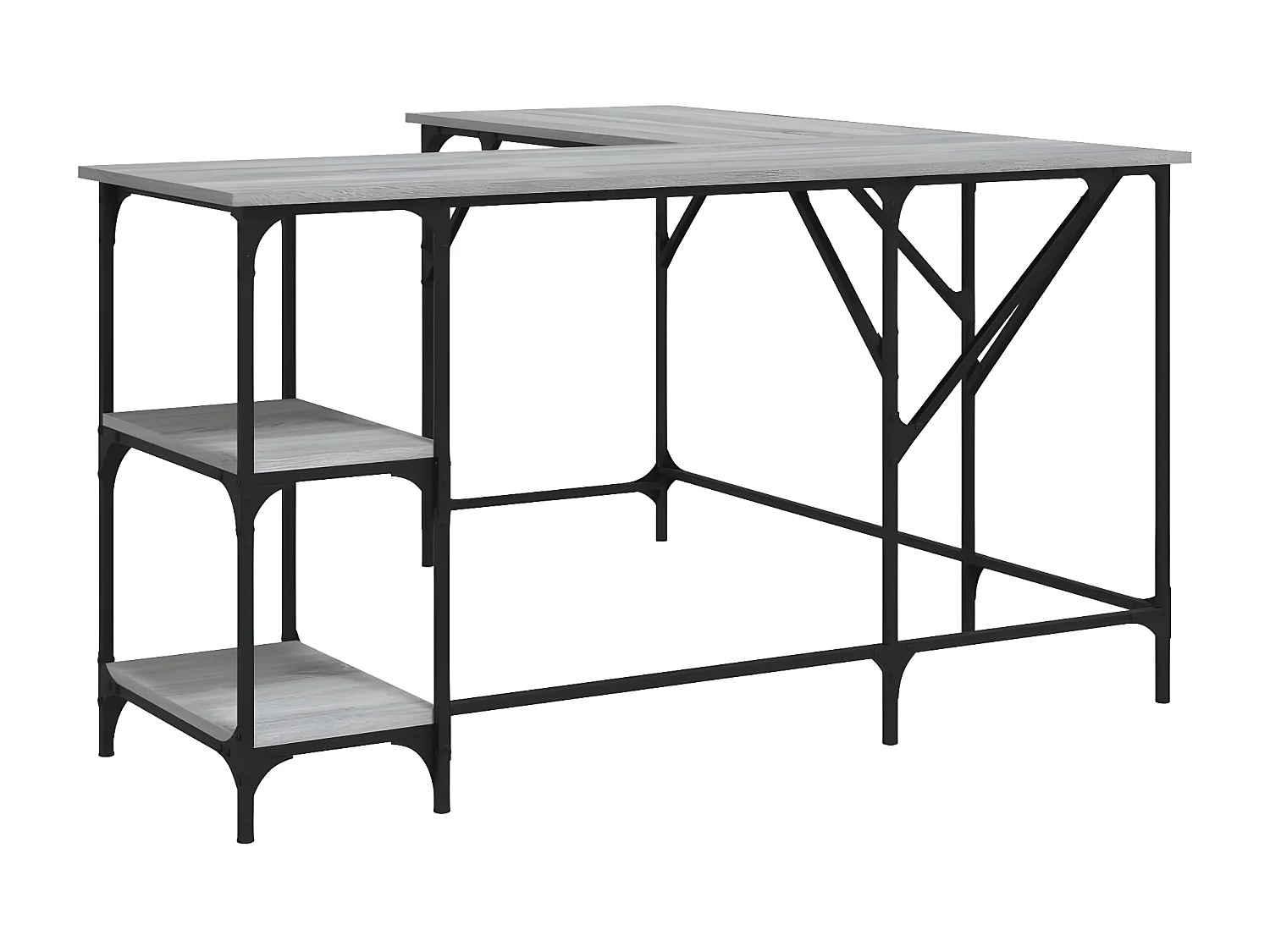 Bureau 139x139x75 cm bewerkt hout grijs sonoma eikenkleurig