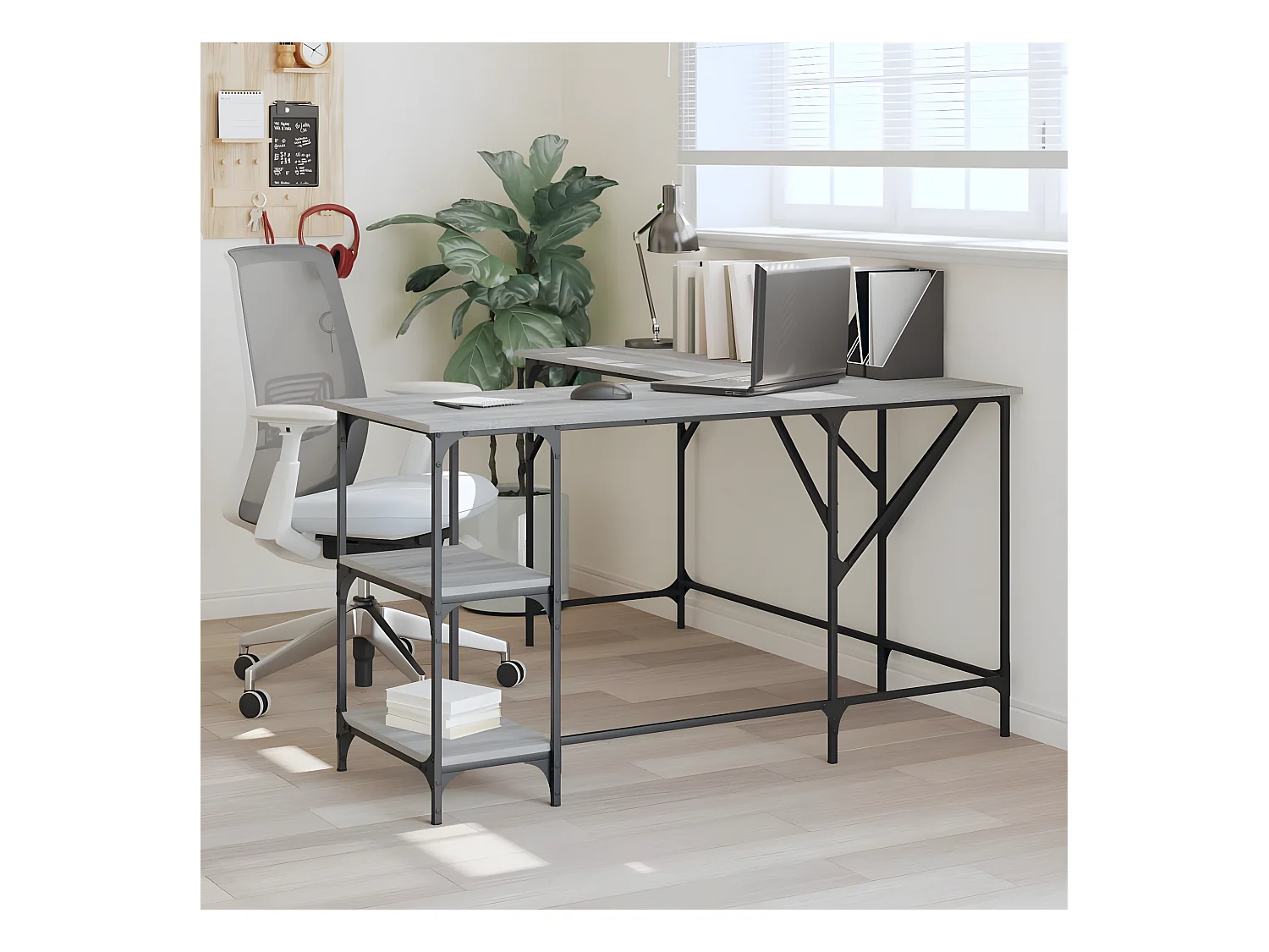 Bureau sonoma gris 139x139x75 cm bois d'ingénierie