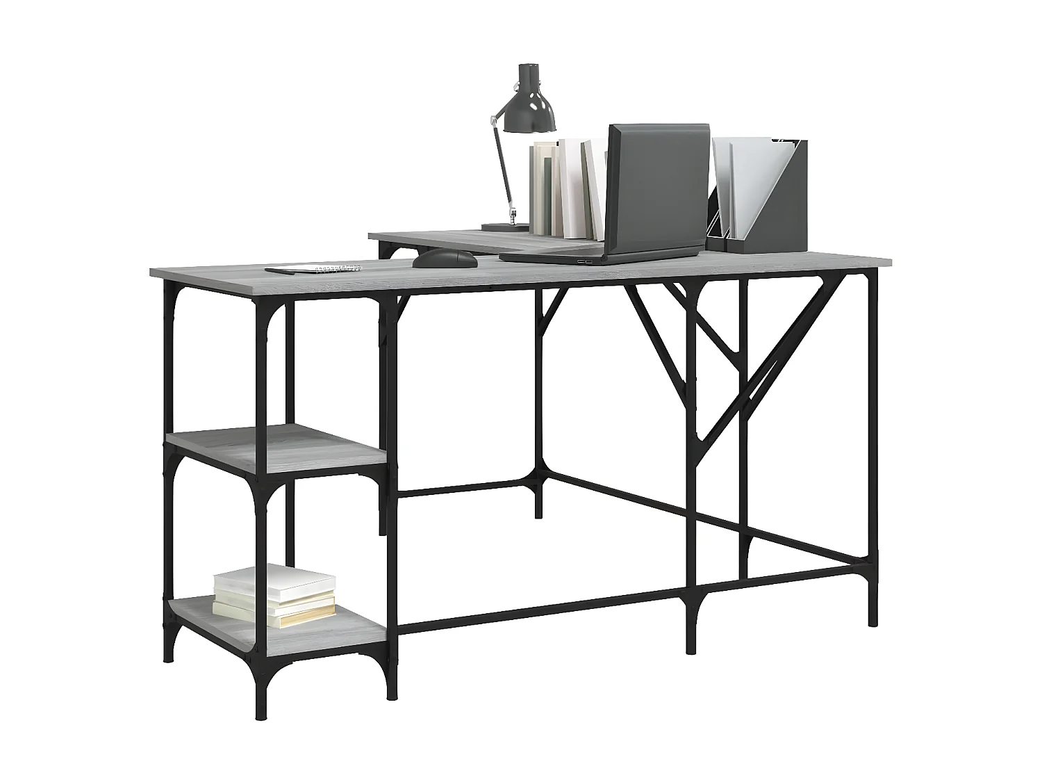 Bureau sonoma gris 139x139x75 cm bois d'ingénierie