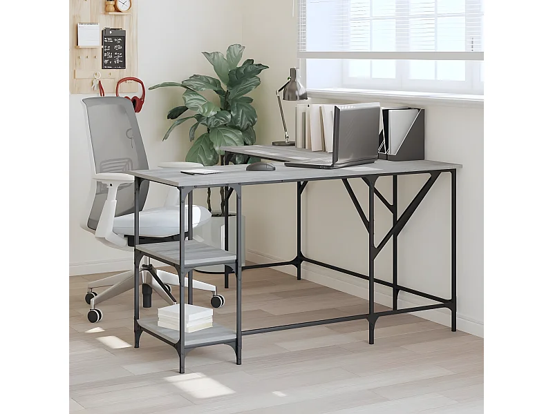 Bureau sonoma gris 139x139x75 cm bois d'ingénierie