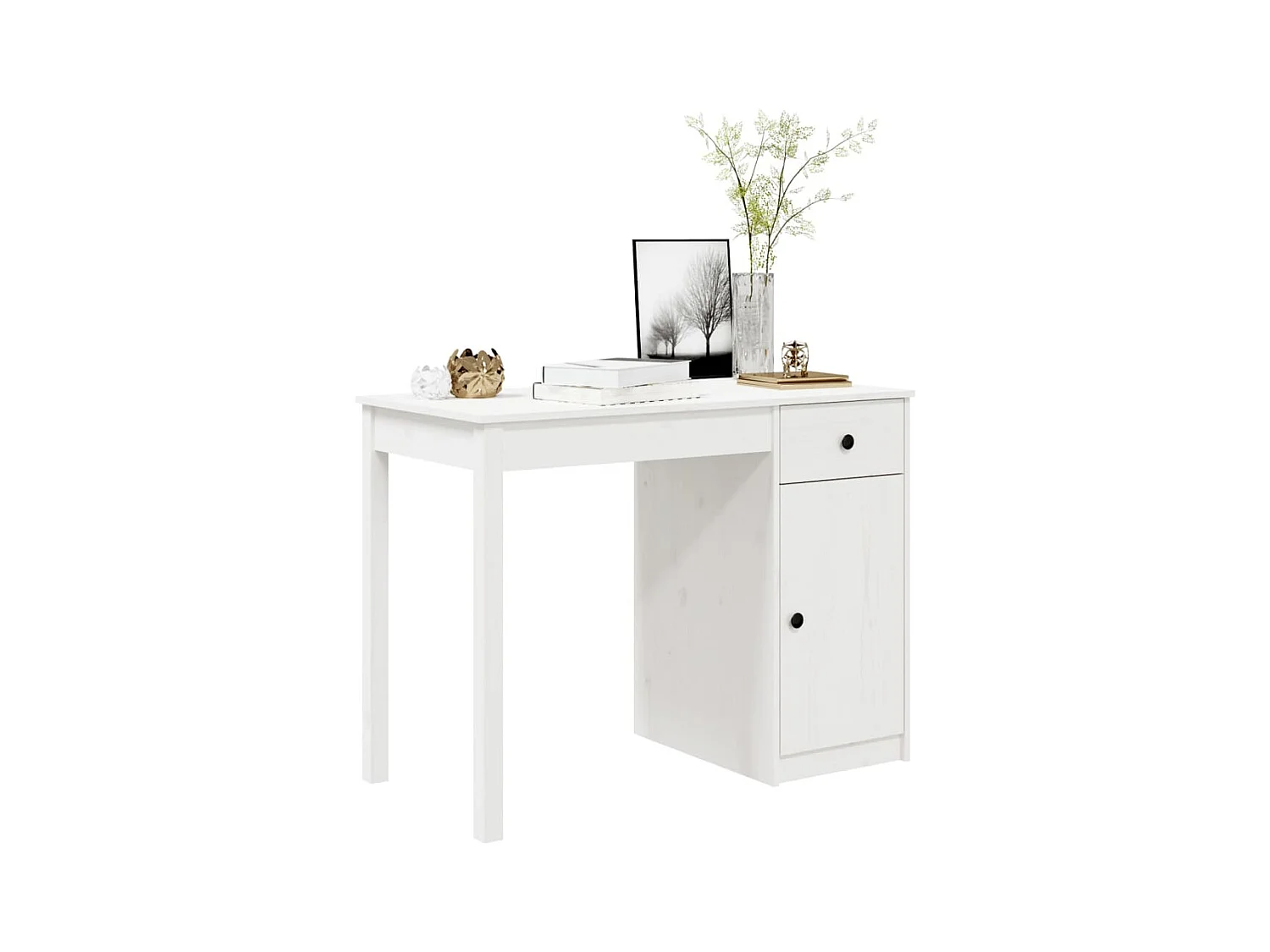 Escritorio de madera maciza de pino blanco 100x50x75 cm