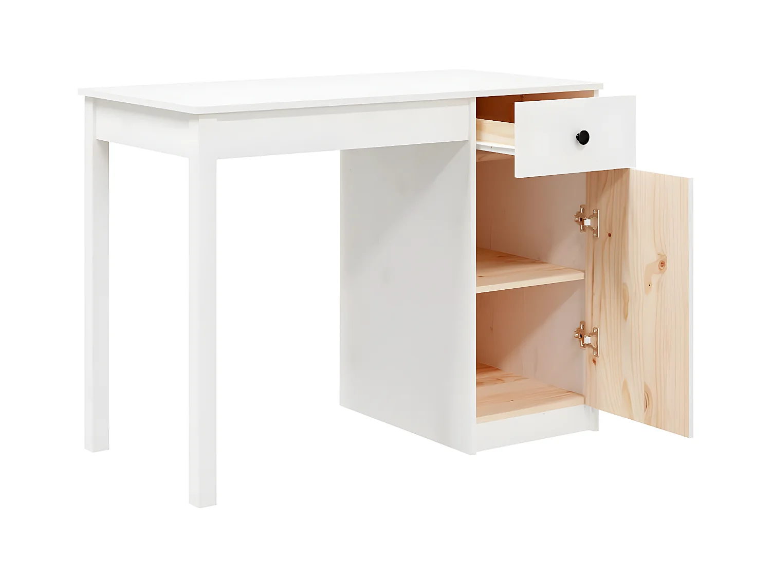 Escritorio de madera maciza de pino blanco 100x50x75 cm