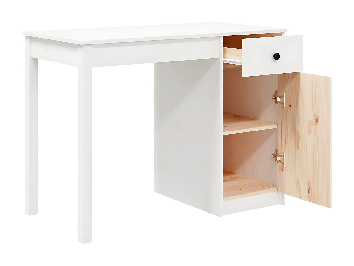 Bureau Blanc 100x50x75 cm Bois massif de pin