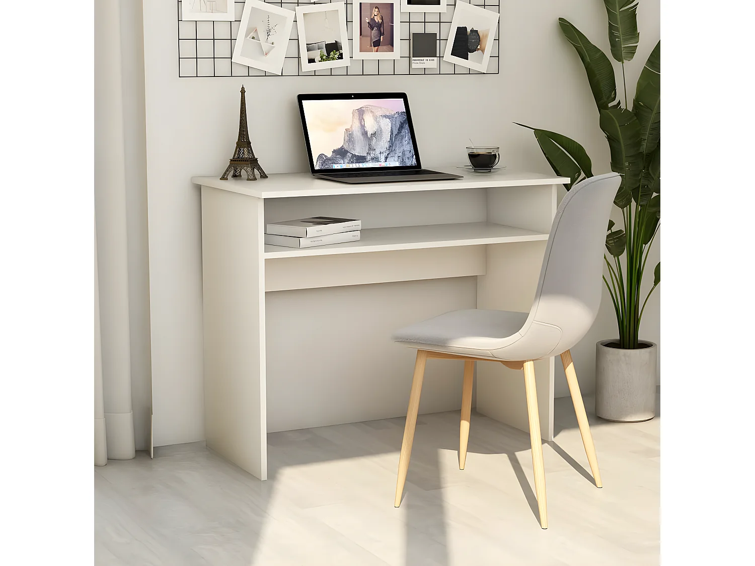 Bureau 90x50x74 cm bewerkt hout wit