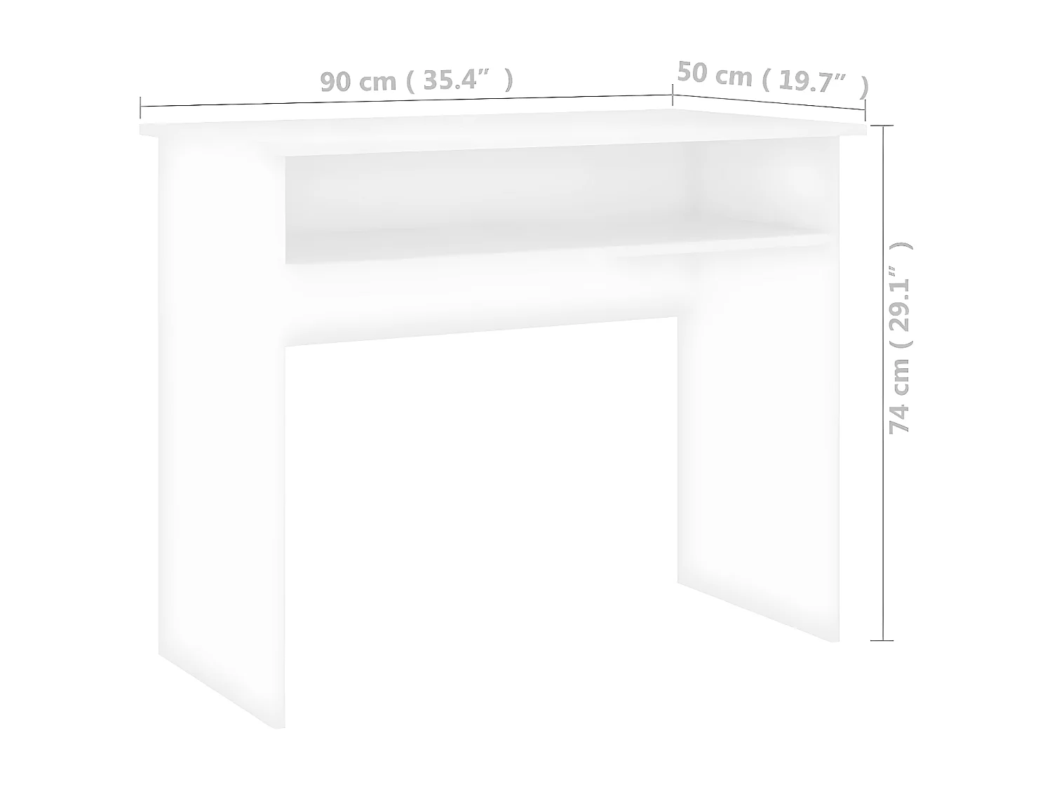 Bureau 90x50x74 cm bewerkt hout wit