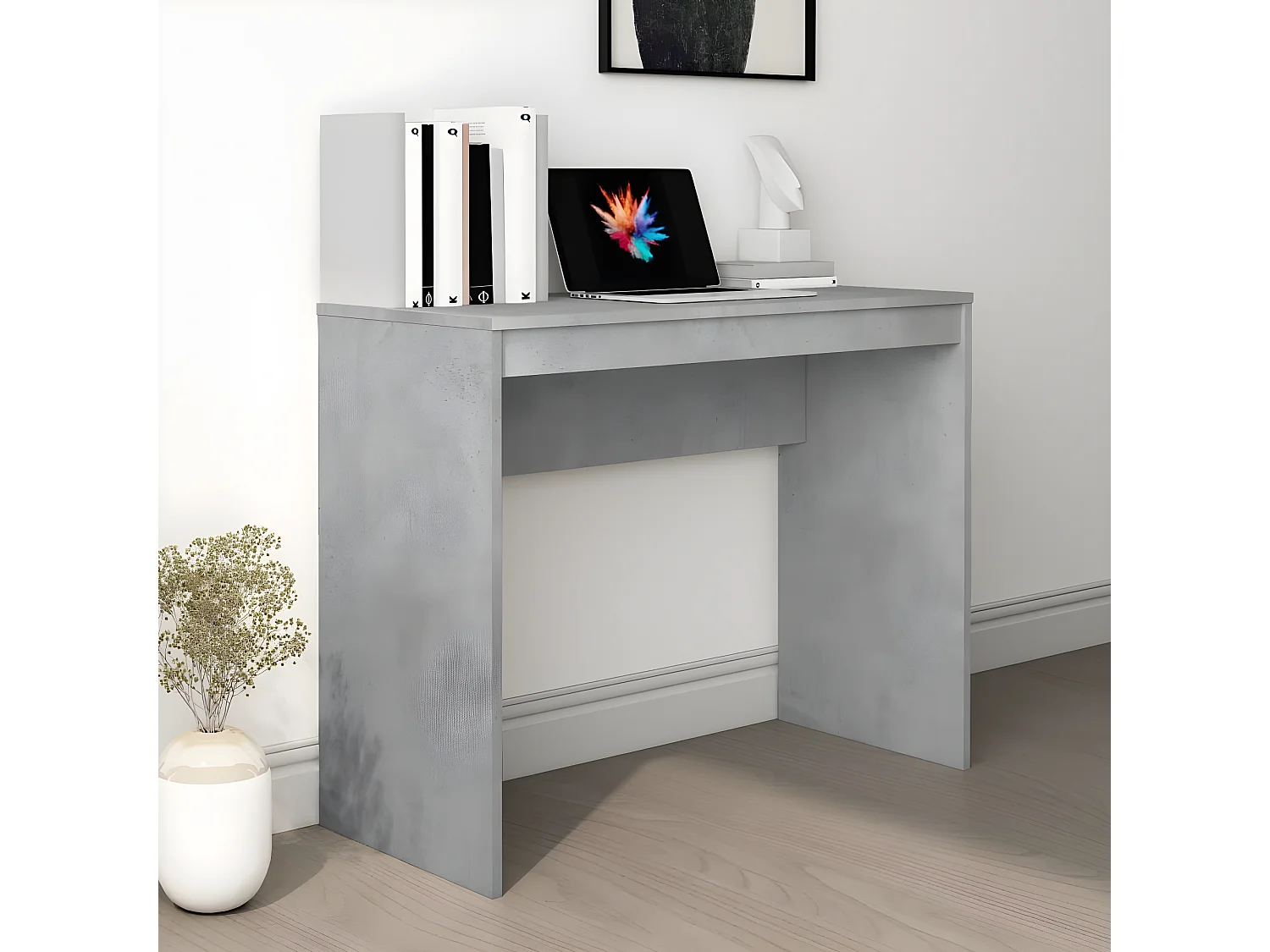 Bureau Gris béton 90x40x72 cm Bois d'ingénierie