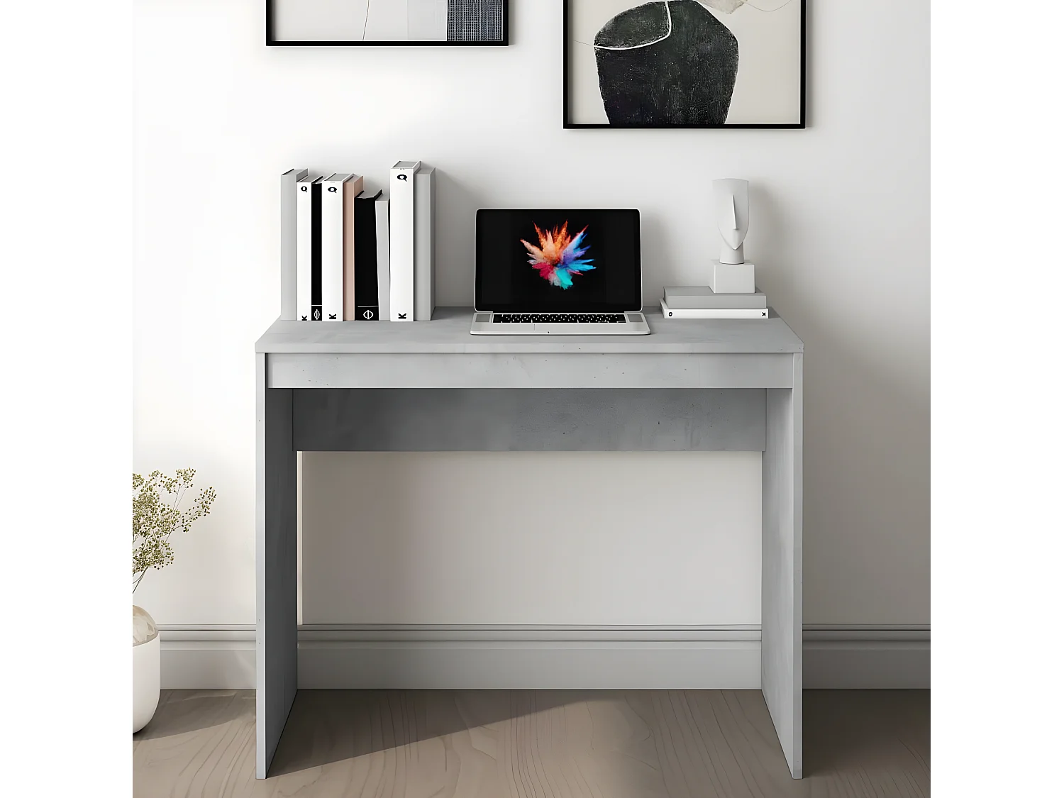 Bureau Gris béton 90x40x72 cm Bois d'ingénierie