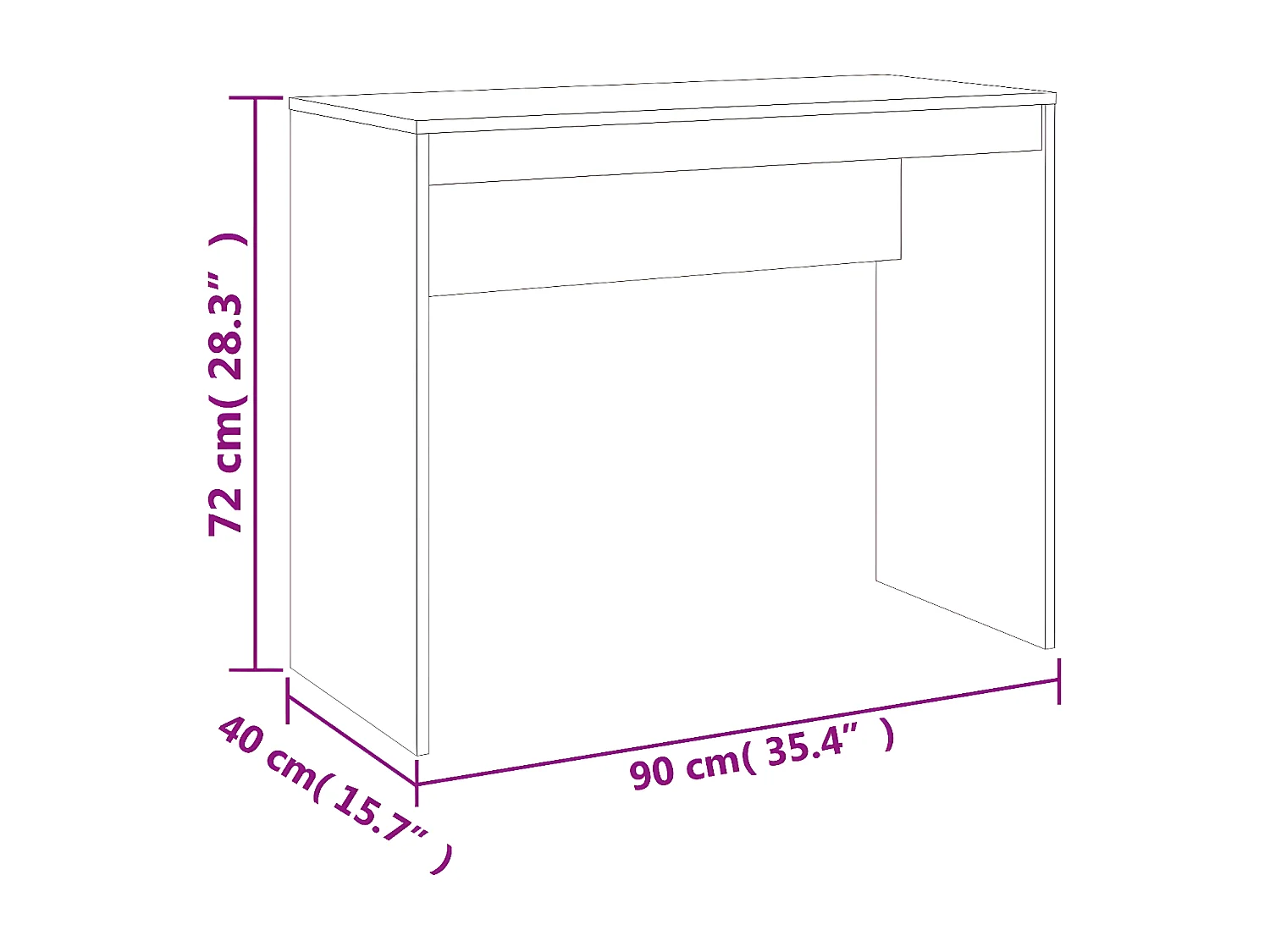 Bureau Gris béton 90x40x72 cm Bois d'ingénierie