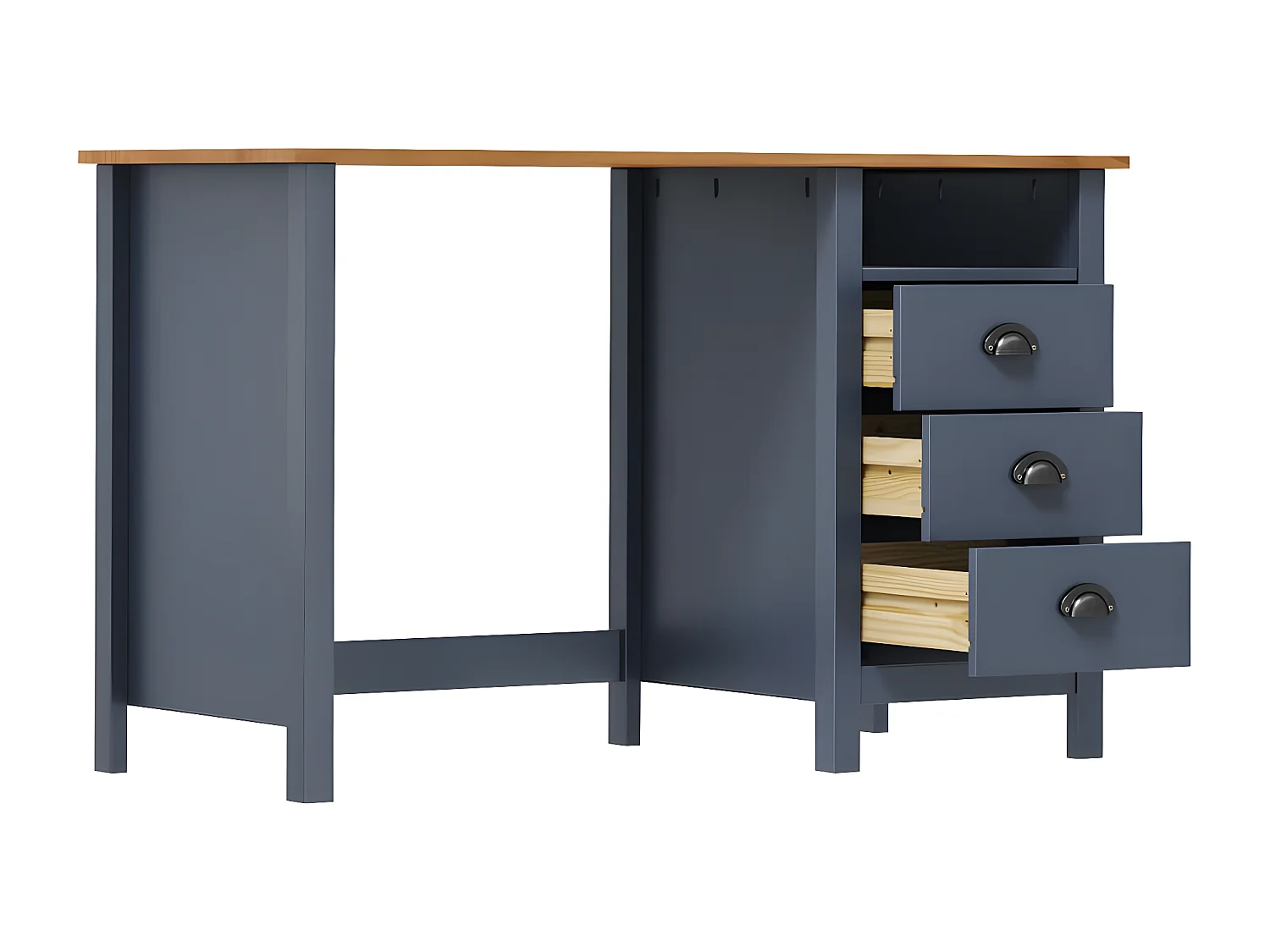 Escritorio Hill con 3 cajones madera de pino gris 120x50x74 cm