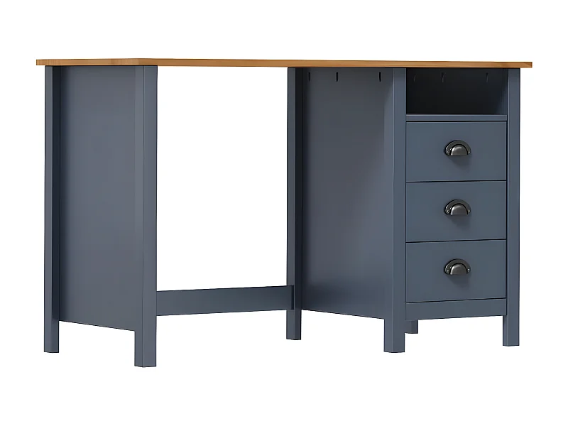 Escritorio Hill con 3 cajones madera de pino gris 120x50x74 cm