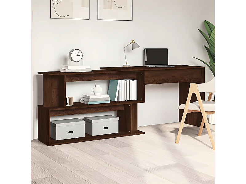 Escritorio esquina madera contrachapada color roble 200x50x76cm