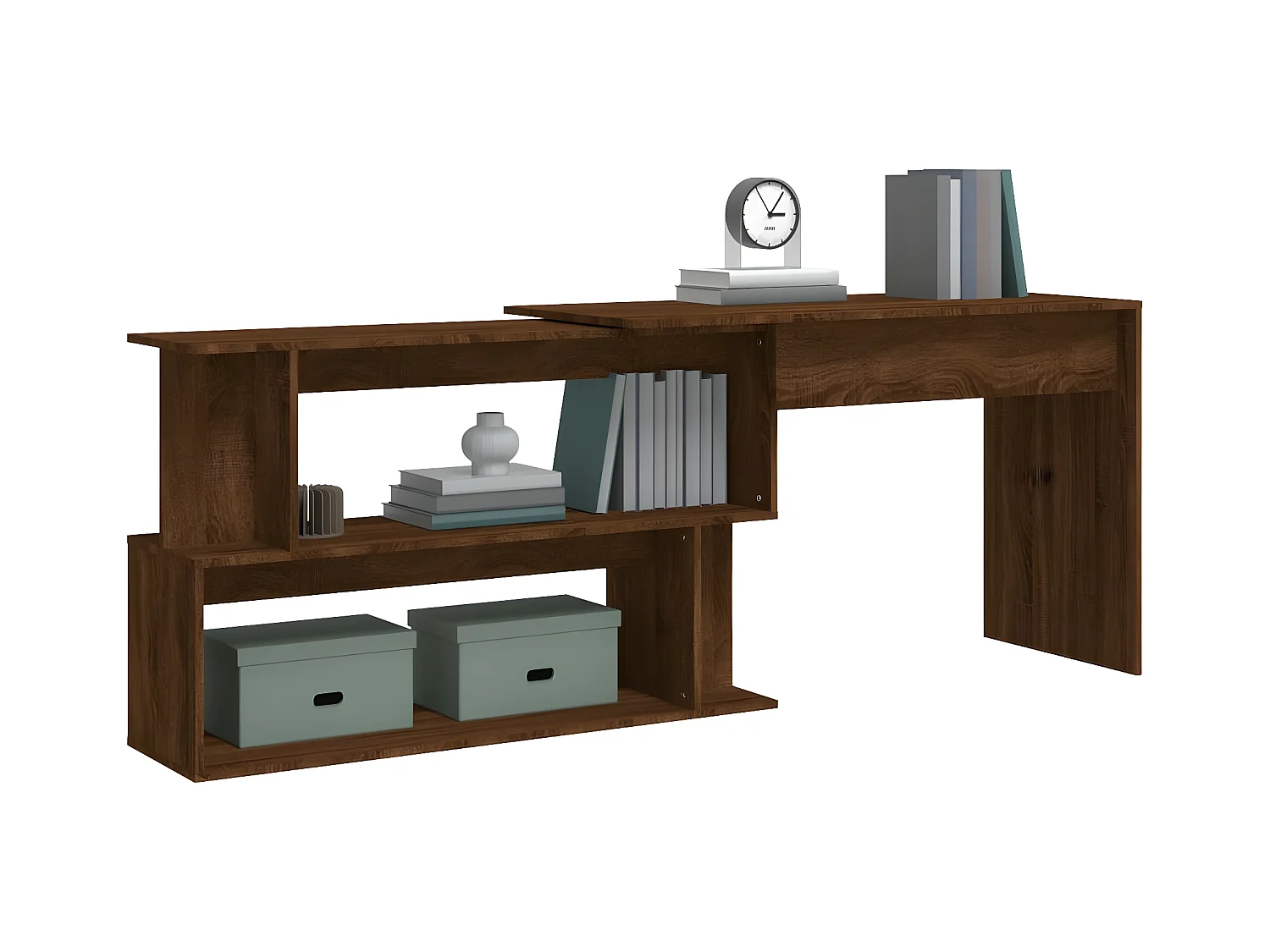 Escritorio esquina madera contrachapada color roble 200x50x76cm