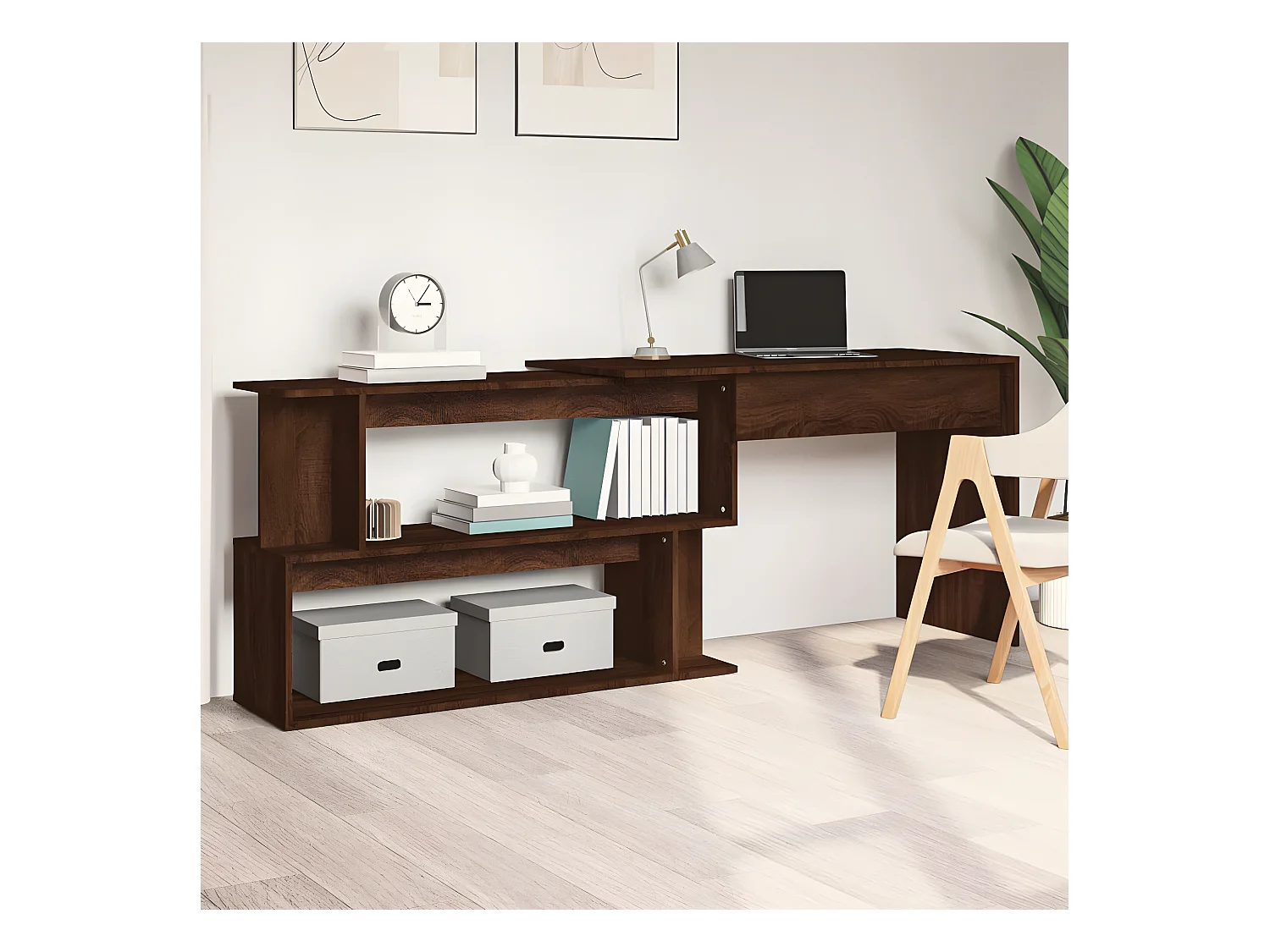 Bureau d'angle Chêne marron 200x50x76 cm Bois d'ingénierie